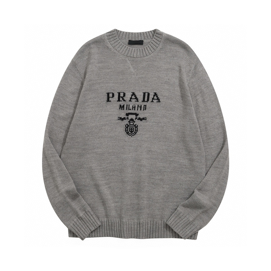Prada Solid Colour Letter Crew Neck Knit Sweater #nigo96412