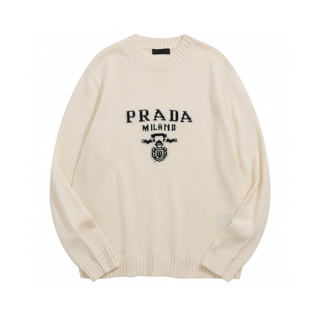 Prada Solid Colour Letter Crew Neck Knit Sweater #nigo96412