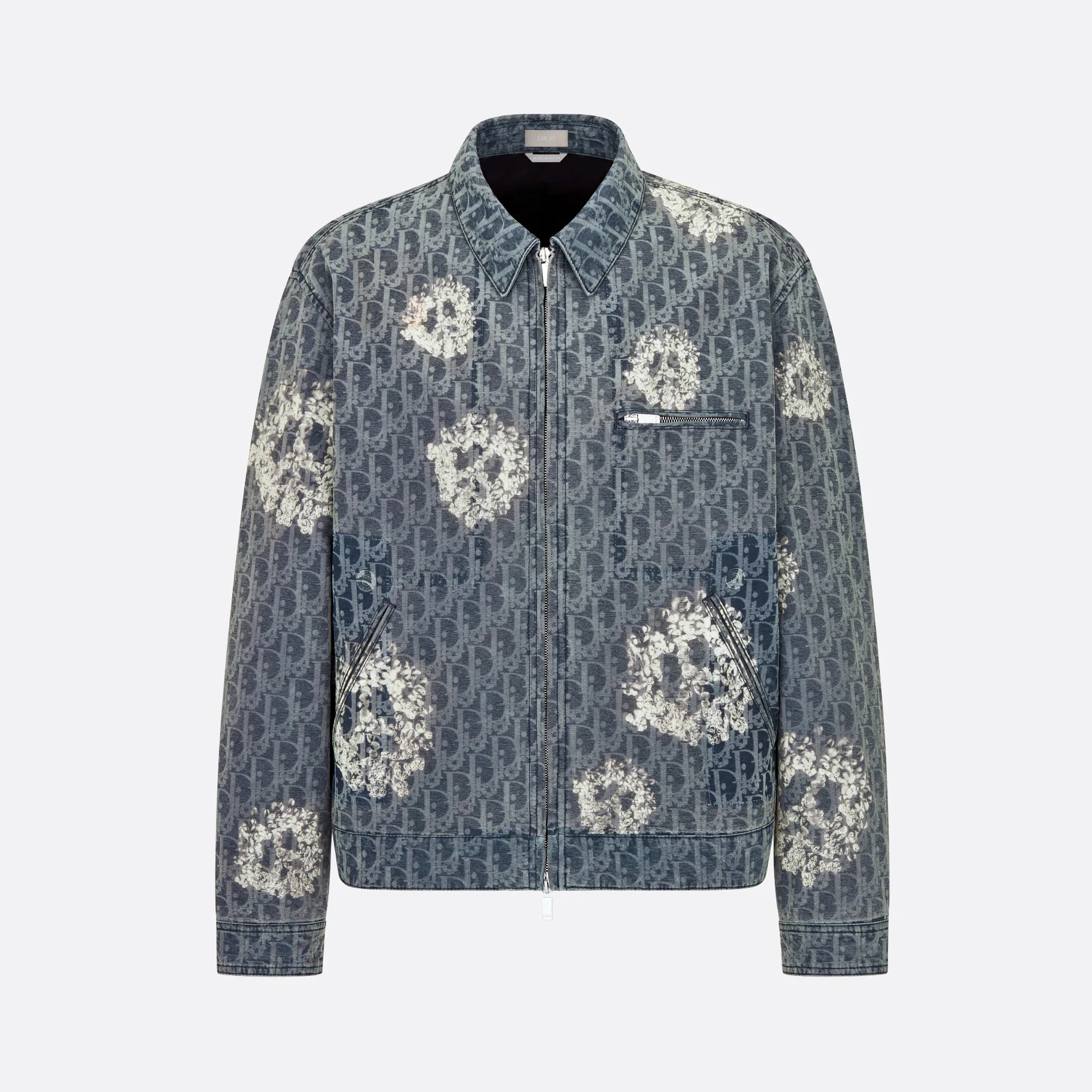 Dior TEARS Zipped Blouson Vintage Full Print Jacquard Denim Jacket #nigo96414