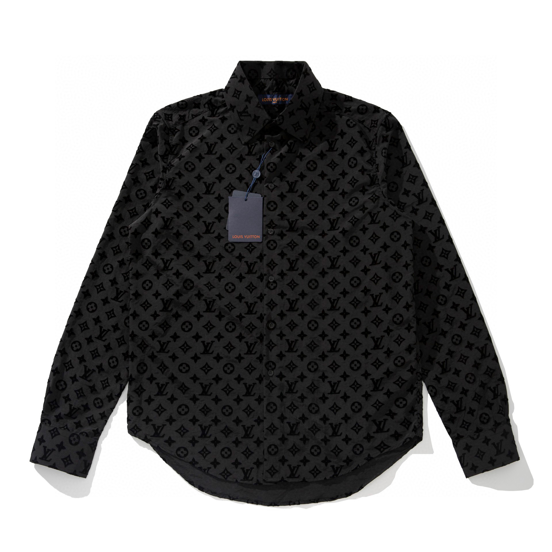 Louis Vuitton Flocked Logo Print Long Sleeve Shirt #nigo1656
