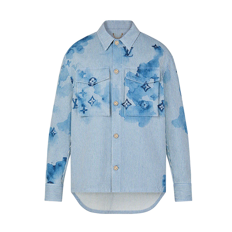 Louis Vuitton Striped Denim Long Sleeve Jacket Blue #nigo96411