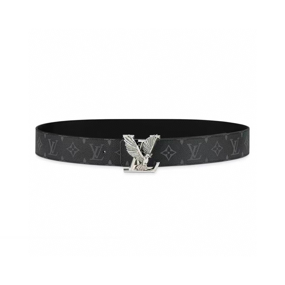 Louis Vuitton Dove Black Leather Double-Sided Printed Belt #nigo21775