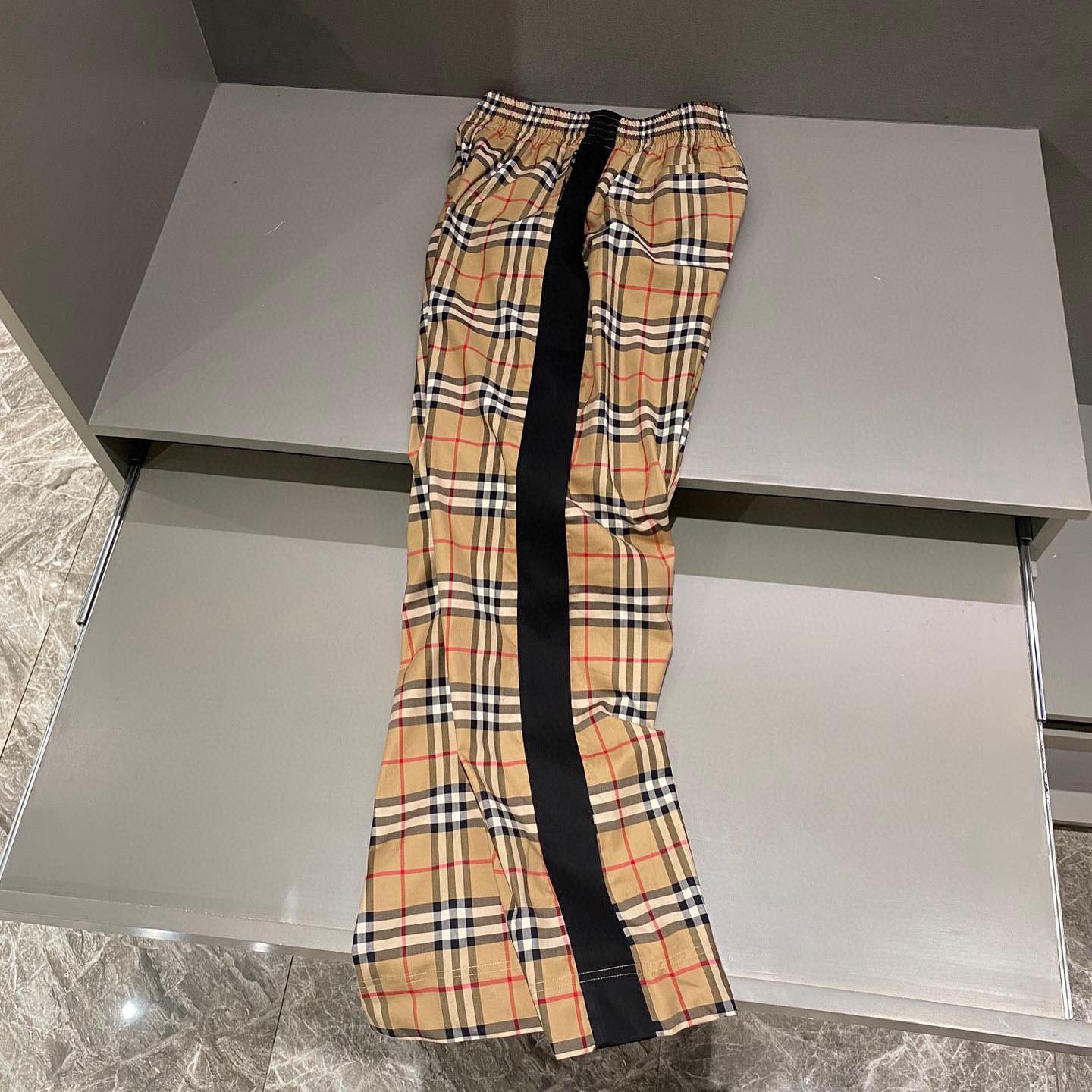 Burberry Striped Checked Stretch-Cotton Trousers Pants #nigo53953