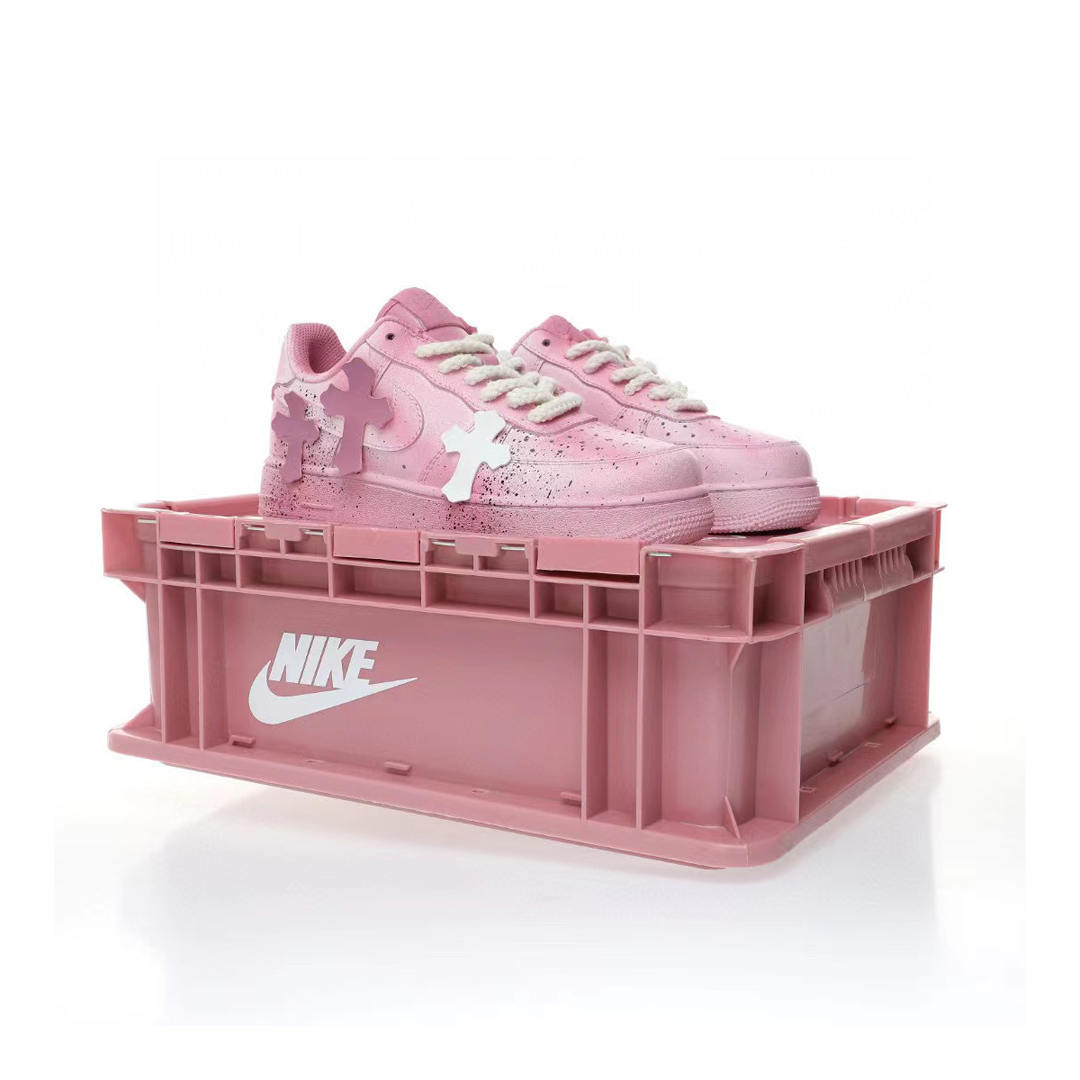 Chrome Hearts Pink Splash Paint Flat Bottom Sports Shoes Sneakers #nigo56294