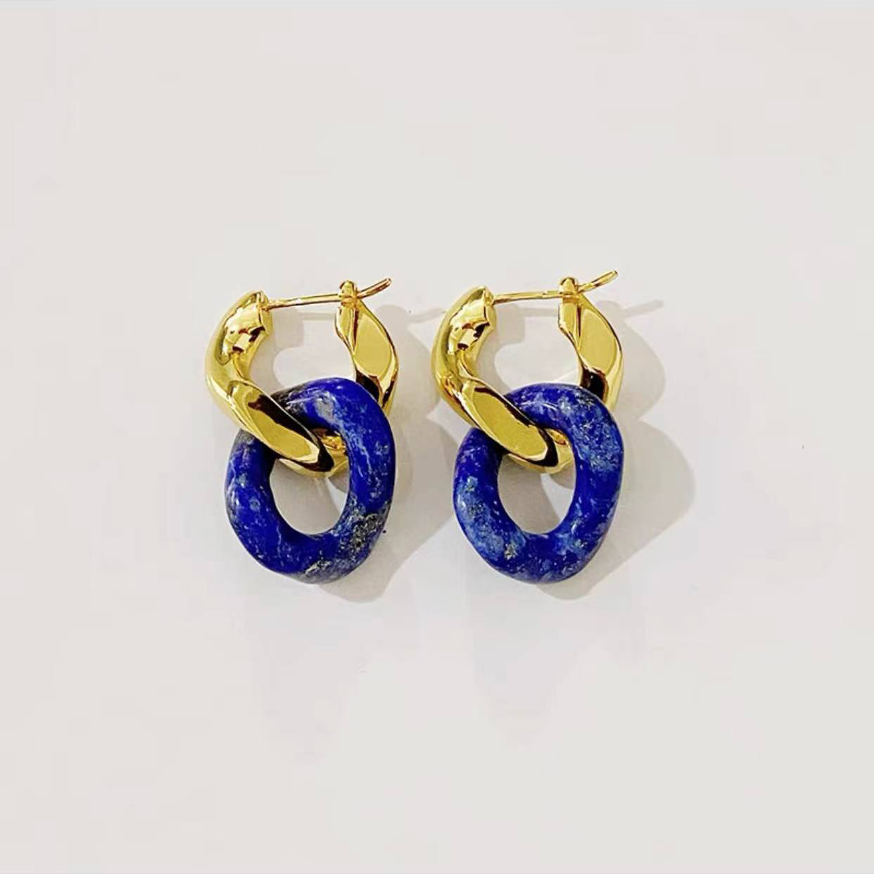 Bottega Veneta Lapis Lazuli Earrings Copper Gold-plated Accessories Jewelry #nigo82398