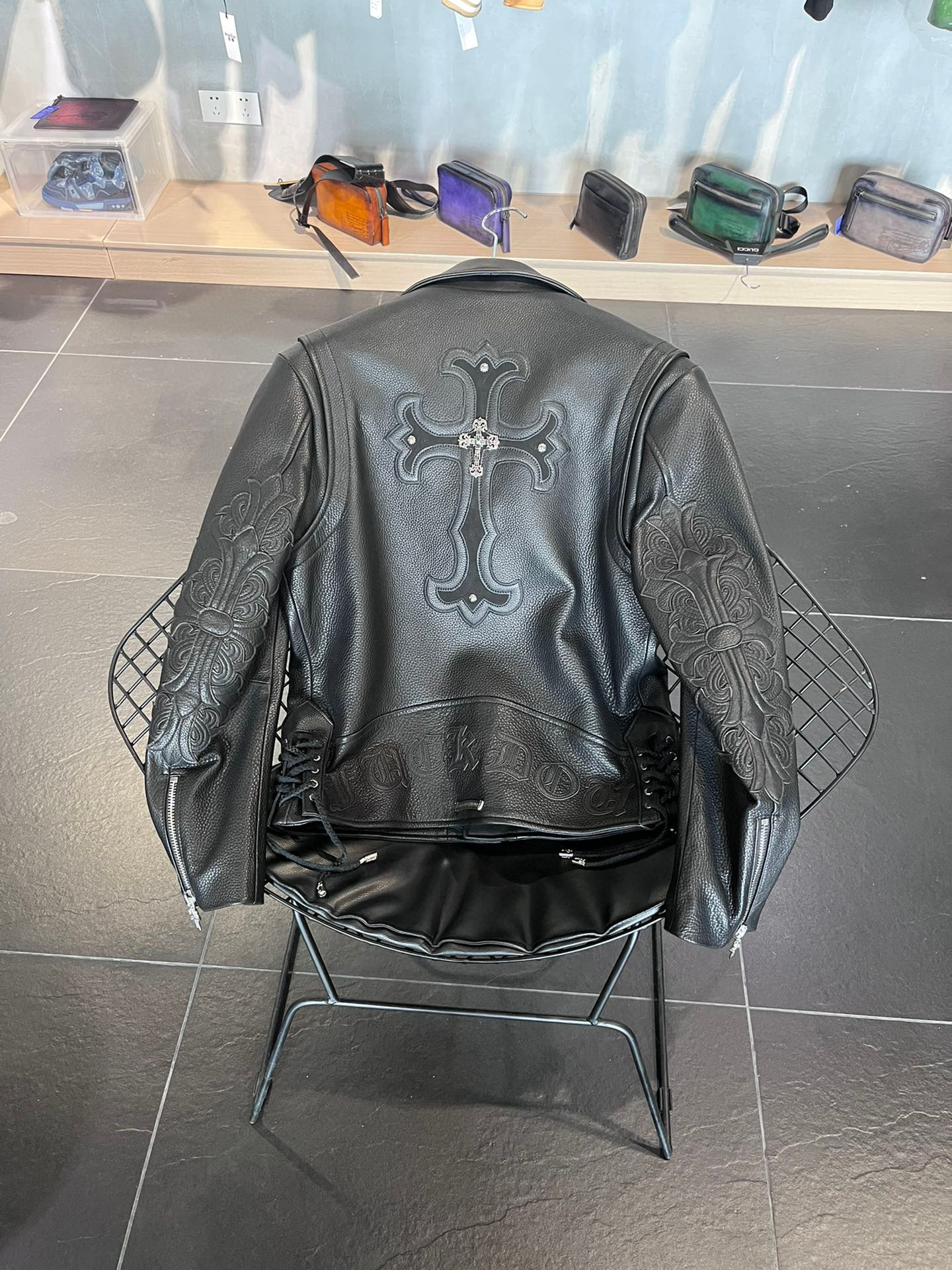 Chrome Hearts Men's And Women's Lychee Leather Jacket #nigo7558