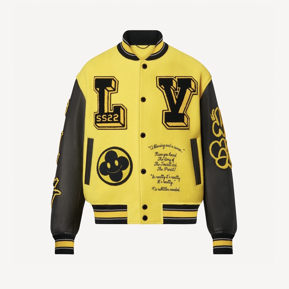 Louis Vuitton Genuine Leather Wool Embroidered Varsity Jacket #nigo3185