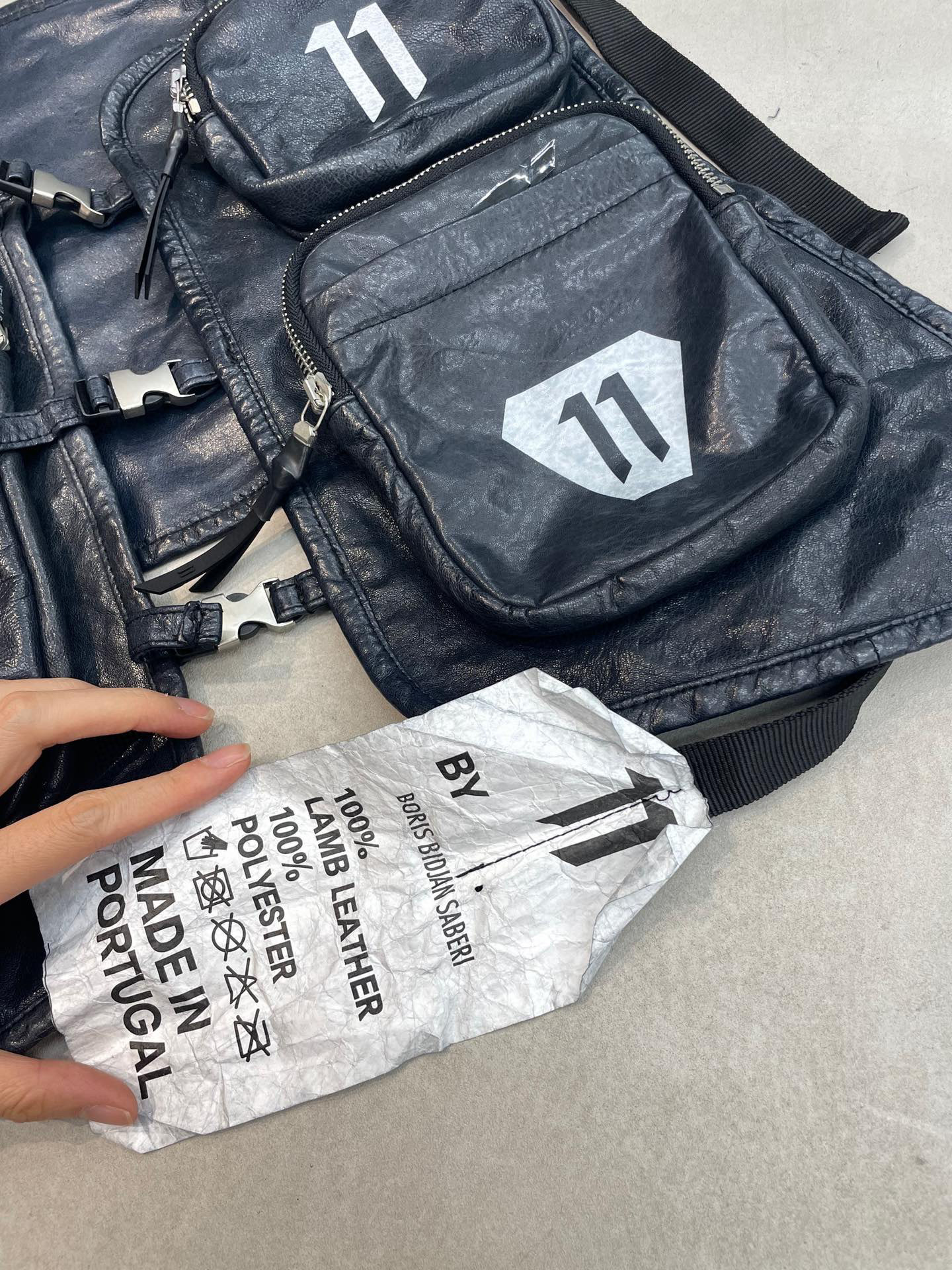 Men's Splicing Leather Large Pocket Vest Jacket #nigo2437