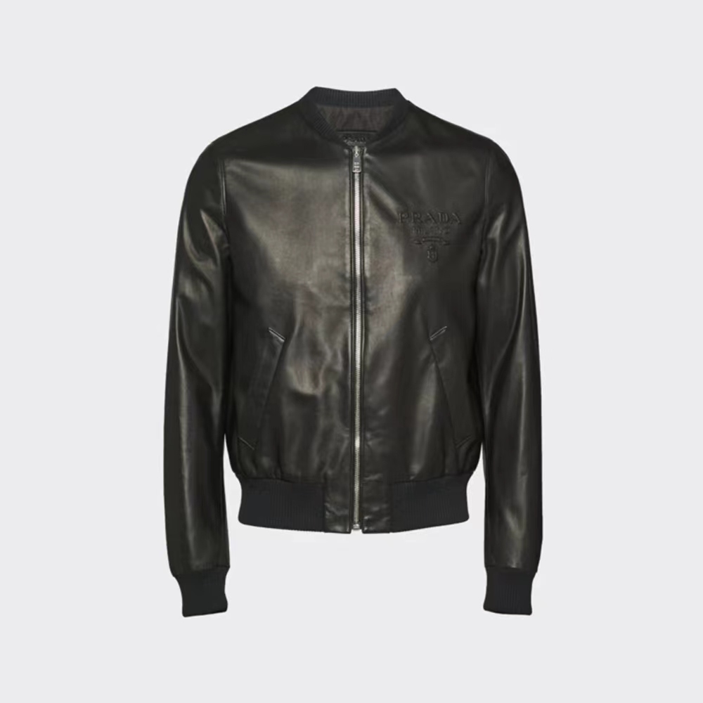 Prada Zip Leather Jacket Coat #nigo7489