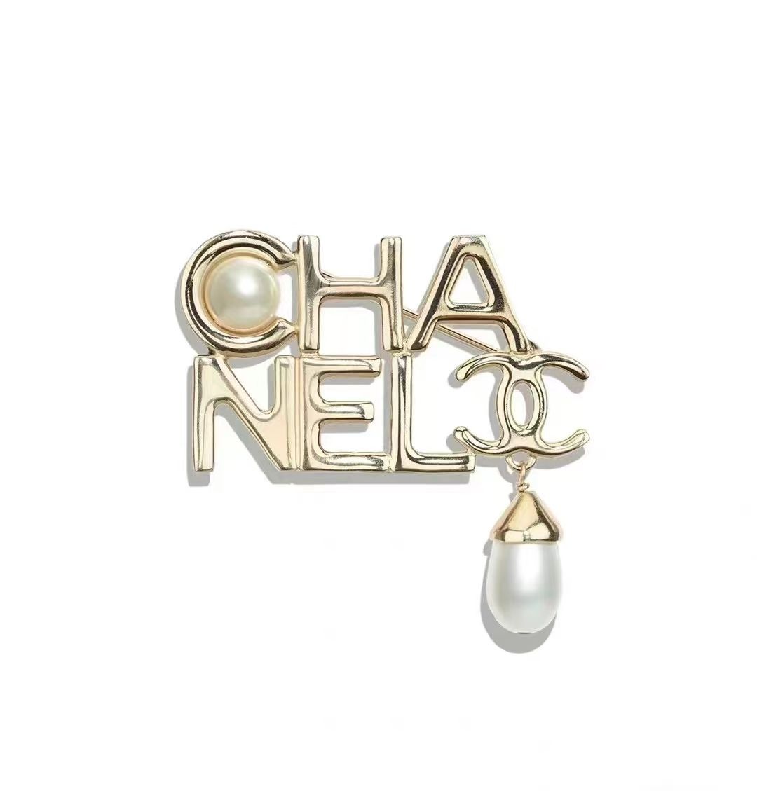 Chanel Copper Gilded Logo Brooch Earrings Accessories Jewelry #nigo82459