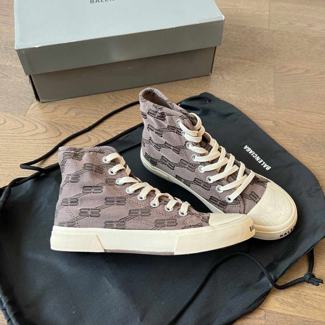 Balenciaga Canvas Leather High Top Casual Lace Up Flat Shoes #nigo4983