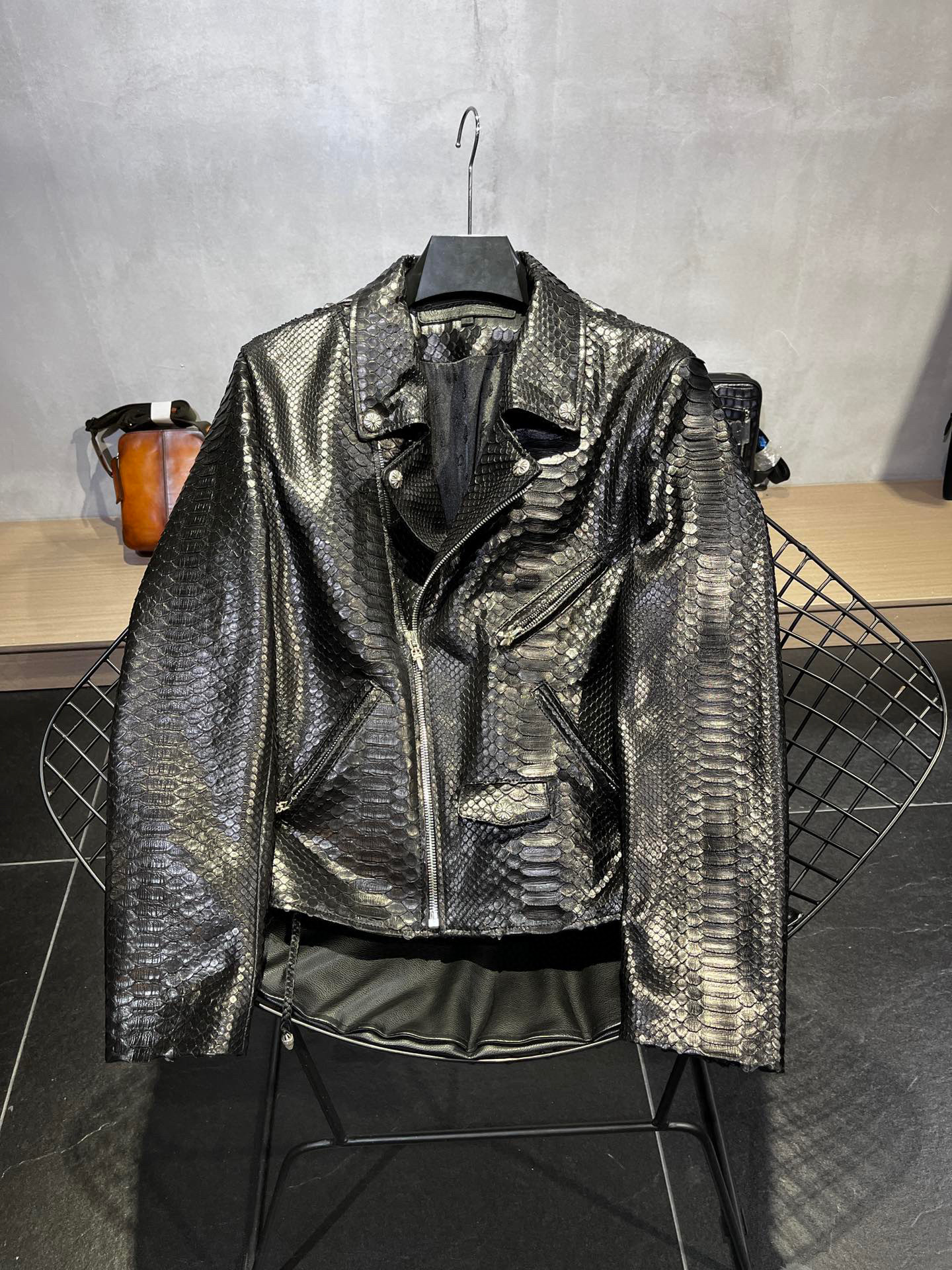 Chrome Hearts Leather Biker Jacket Coat #nigo96173
