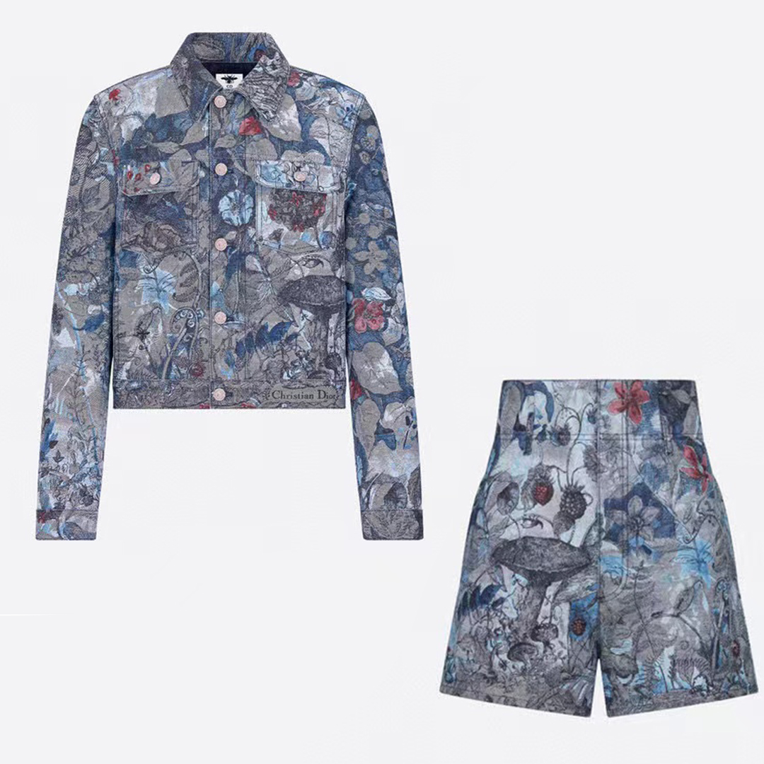 Dior Summer Blue Denim Jacket Shorts Suit Pants Set #nigo56475