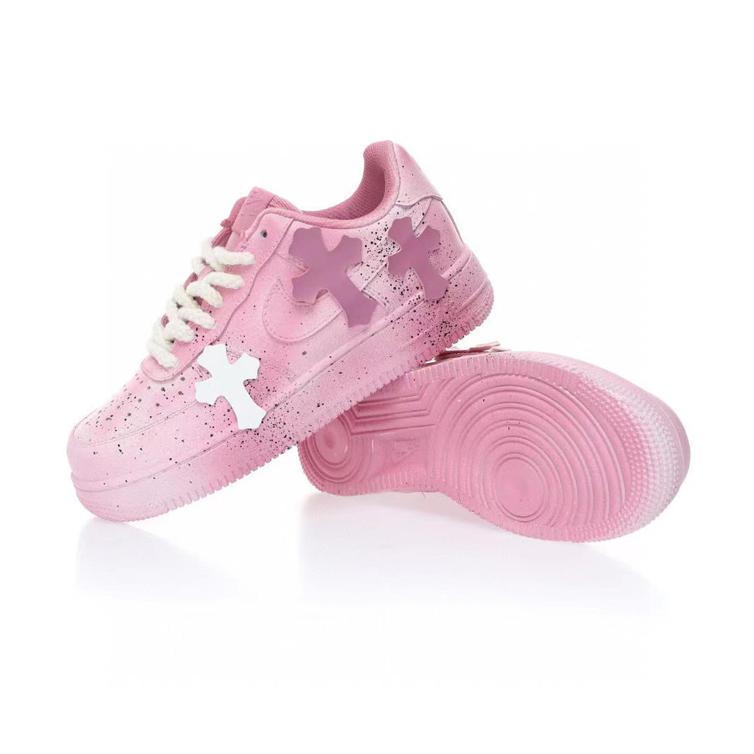 Chrome Hearts Pink Splash Paint Flat Bottom Sports Shoes Sneakers #nigo56294