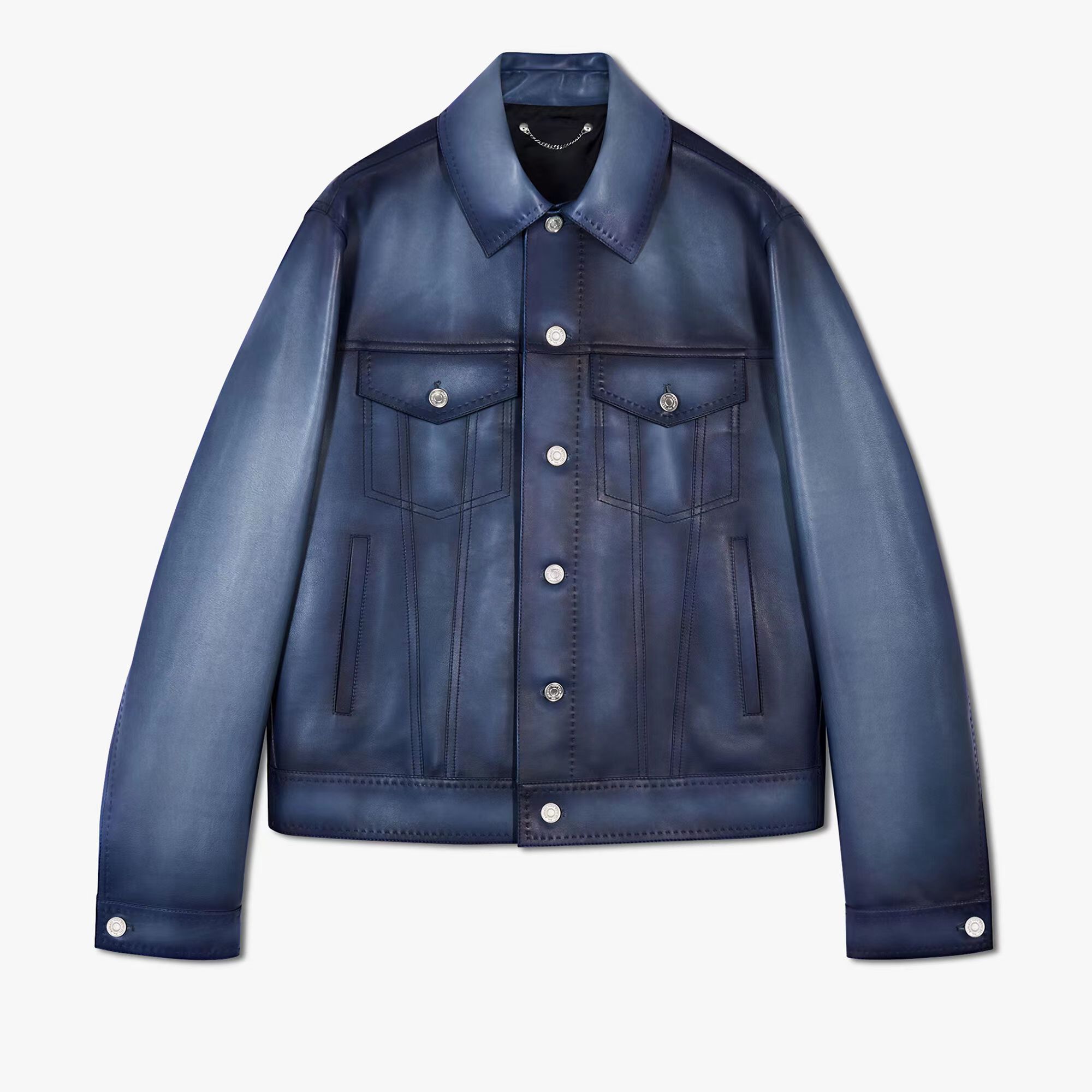 Berluti Denim Bronze Leather Tunic Jacket #nigo4765