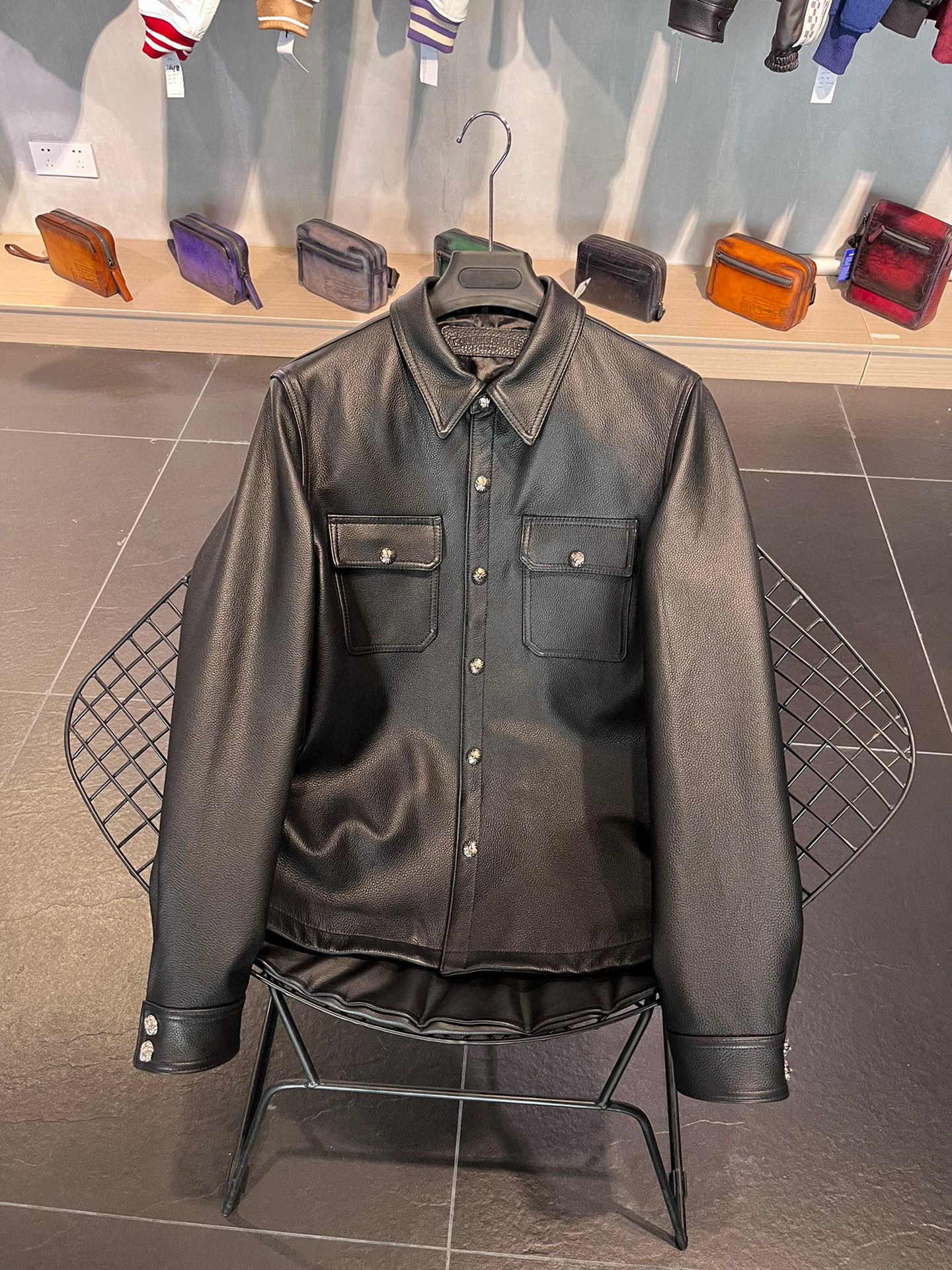 Chrome Hearts Leather Button Jacket Coat #nigo5488