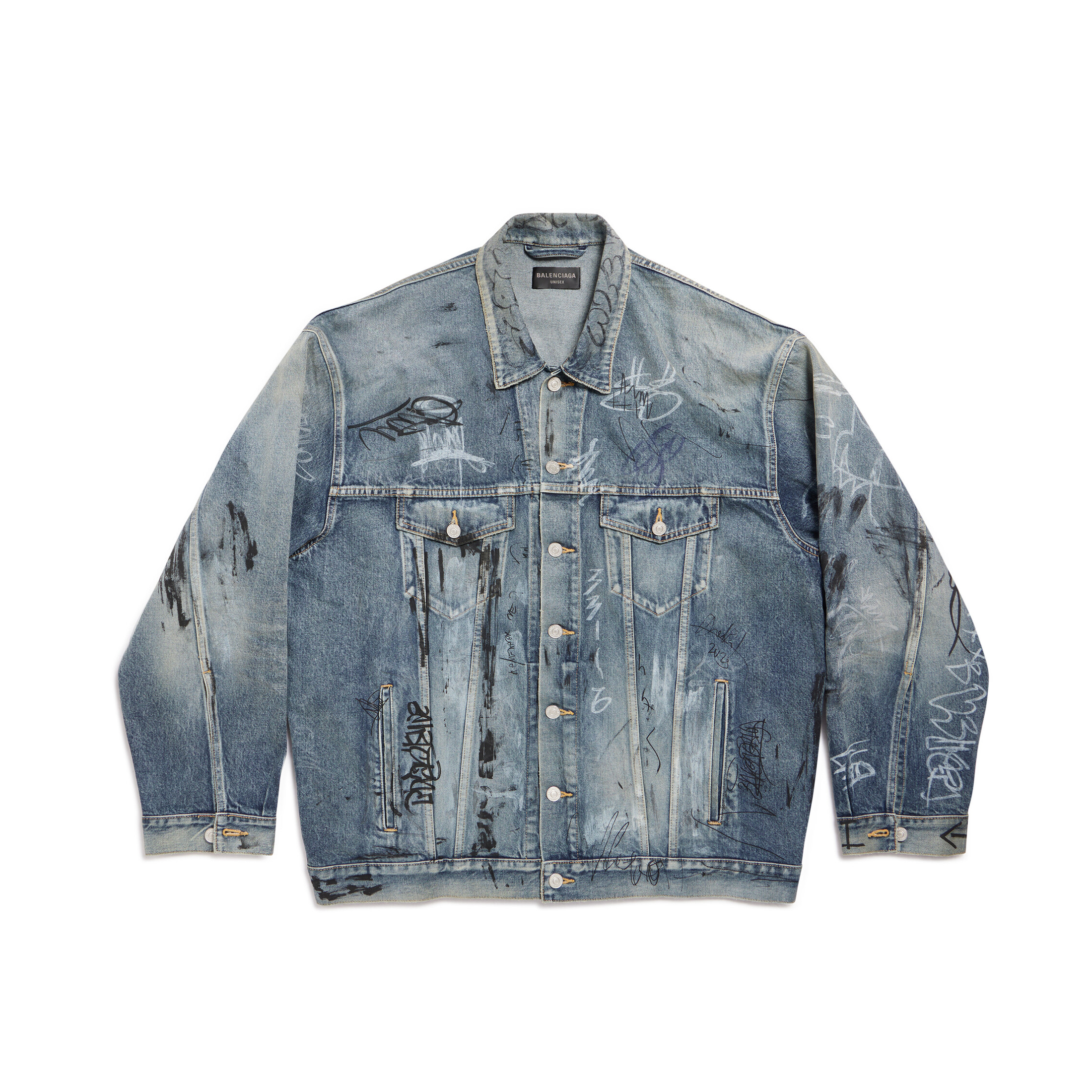 Balenciaga Graffiti Oversized Jacket In Light Blue Ngvp #nigo6542