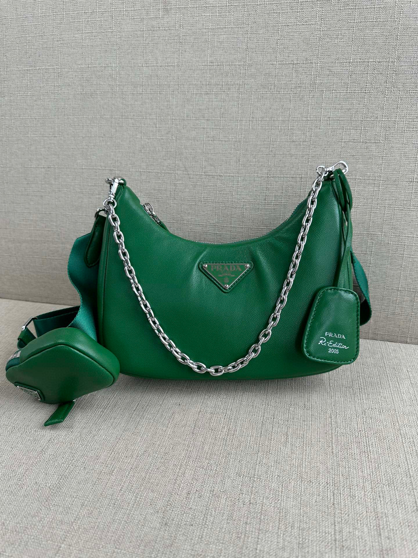 Prada Re-Edition Leather Underarm Crescent Bag #nigo21781