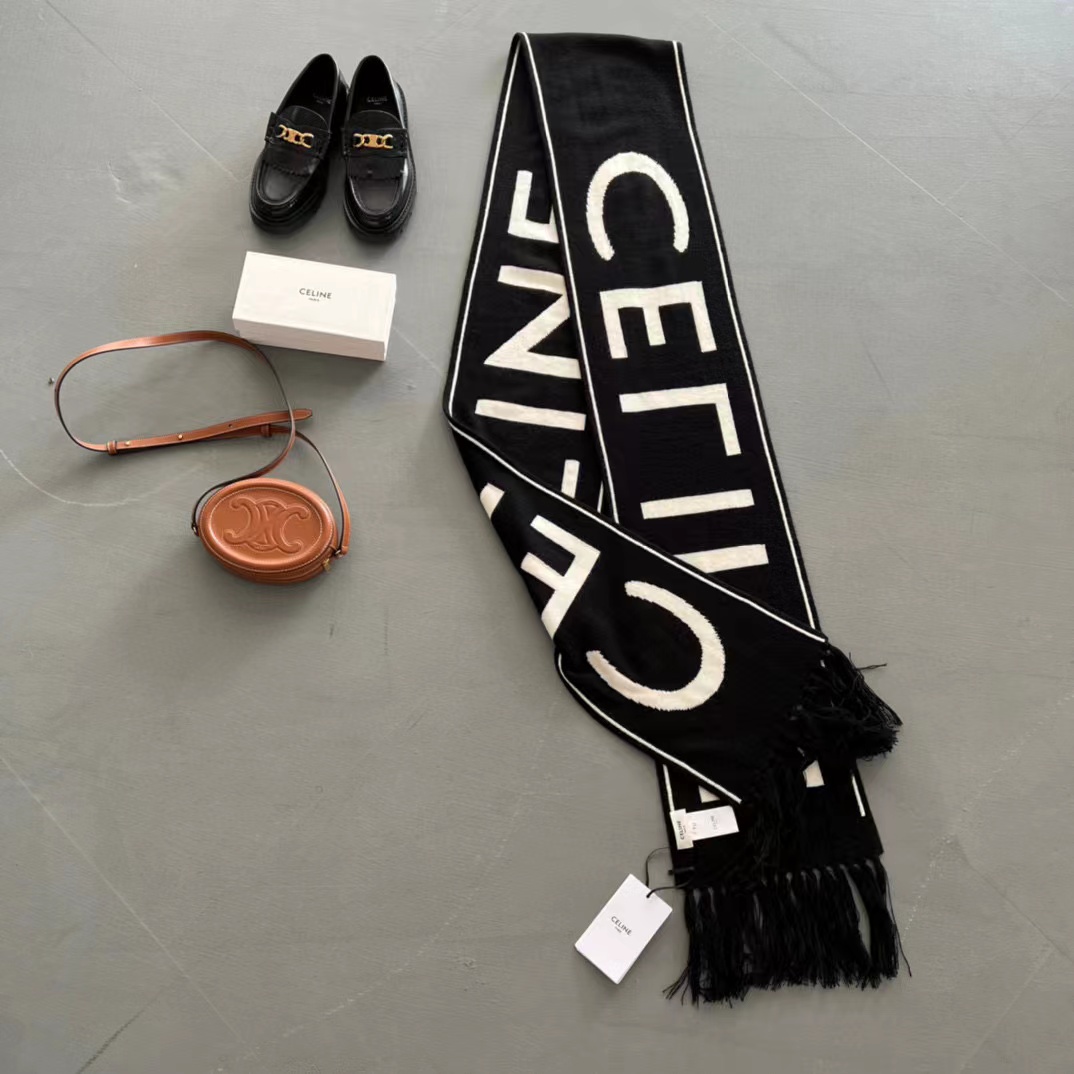 Celine Pure Wool Jacquard Letter Long Scarf #nigo52349