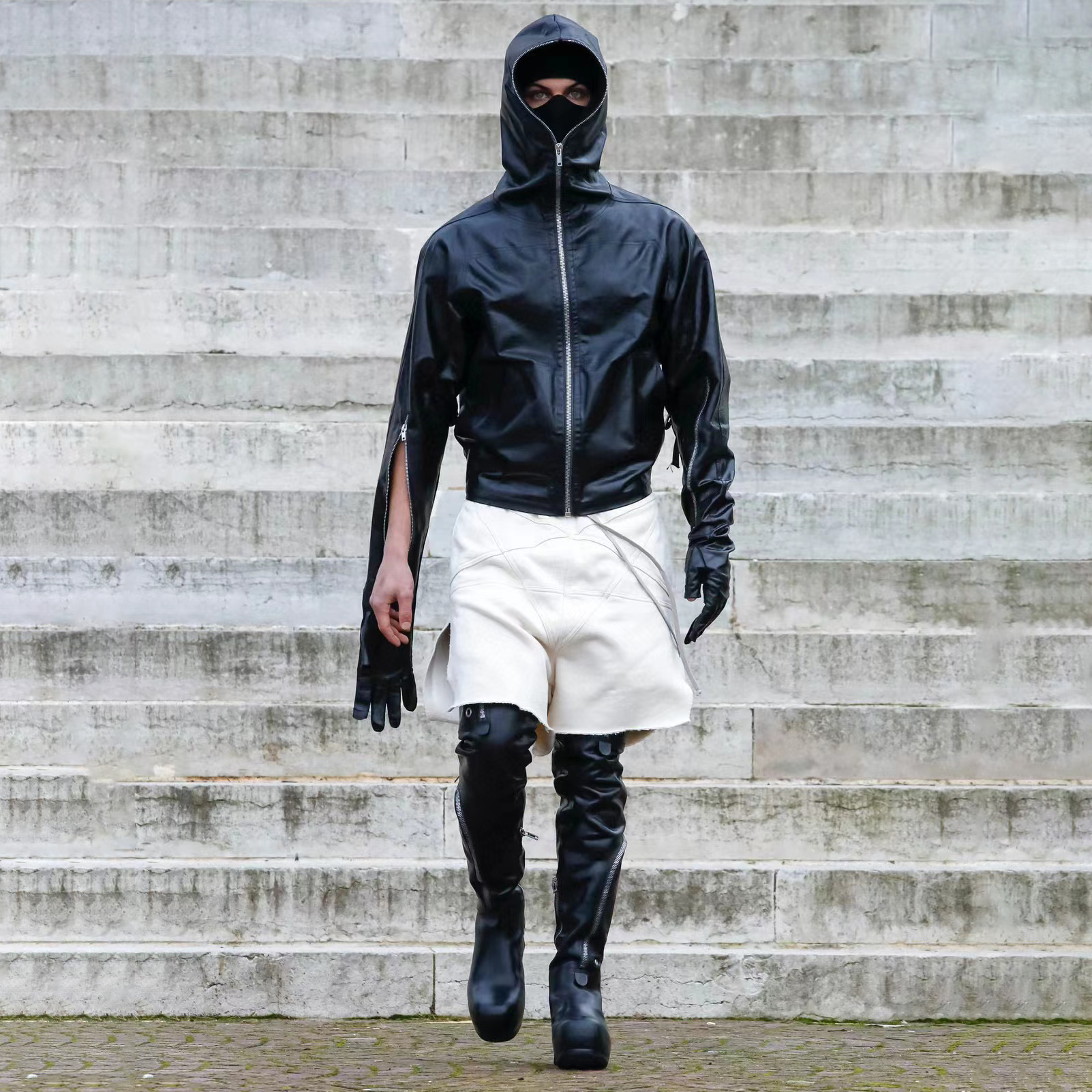 NIGO Hooded Leather Jacket Coat #nigo9431