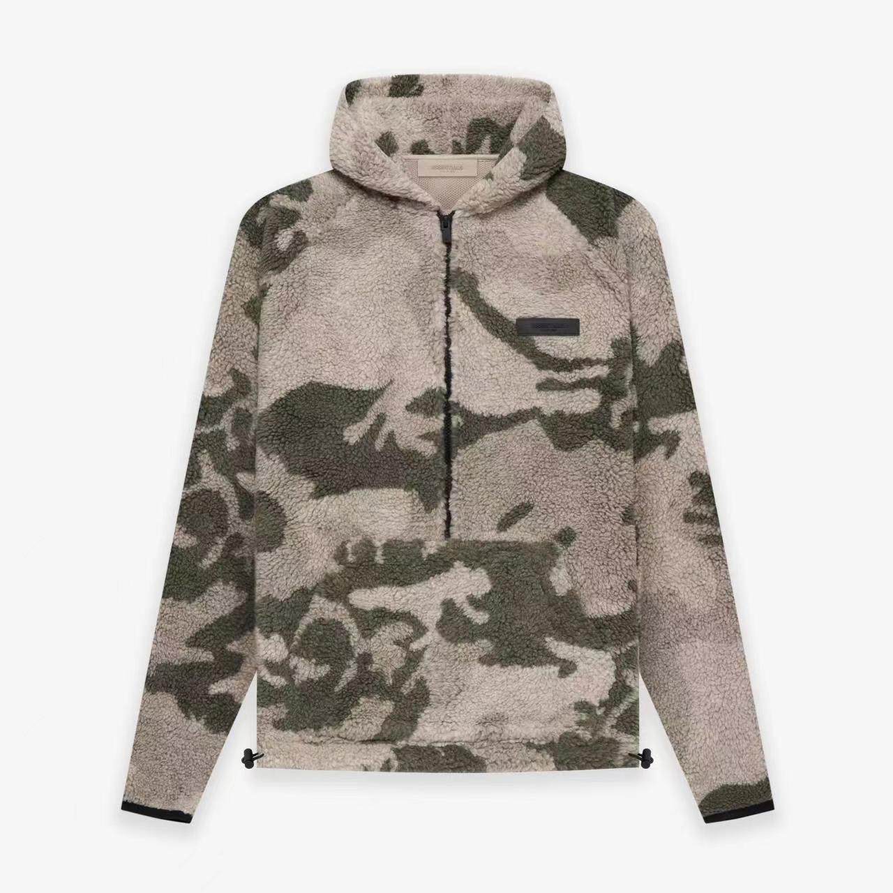 Essentials Hooded Lamb Zip Jacket Coat #nigo5411