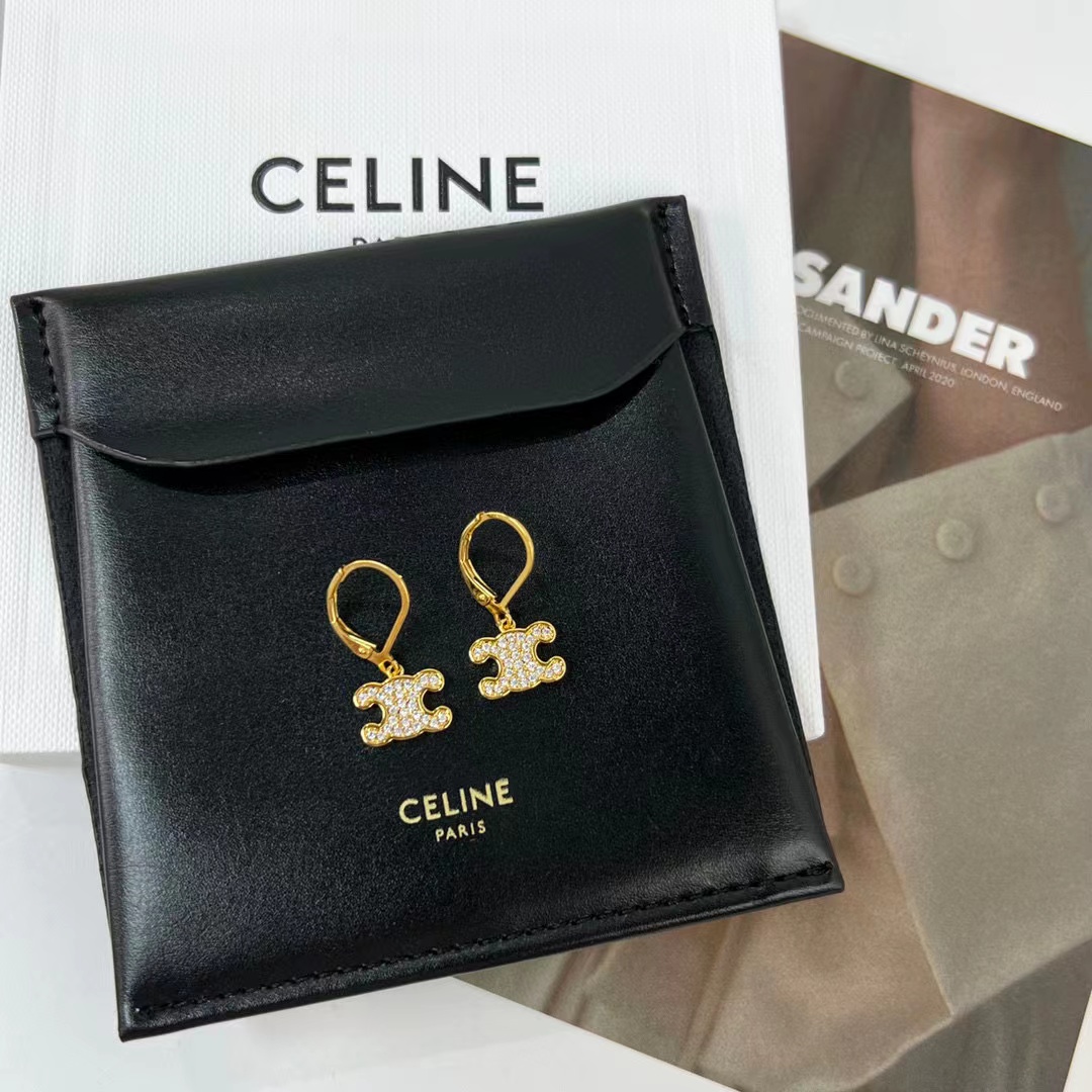 Celine Full Diamond Triumphal Arch Earrings Necklace Sset Bbrass Accessories Jewelry #nigo82376