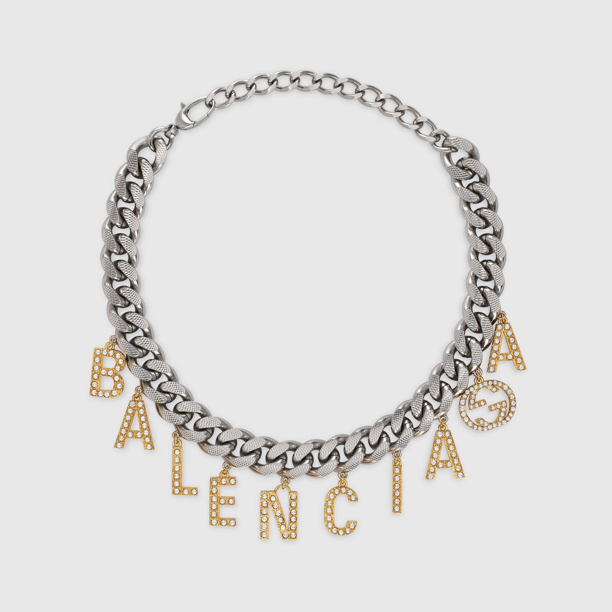 Balenciaga Large Letter Metal Logo Diamond Necklace Choker Bracelet Jewelry #nigo53467