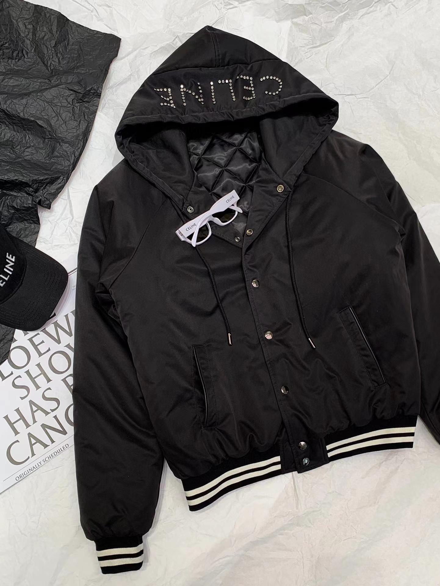 Celine Unisex Black Hooded Jacket #nigo56446