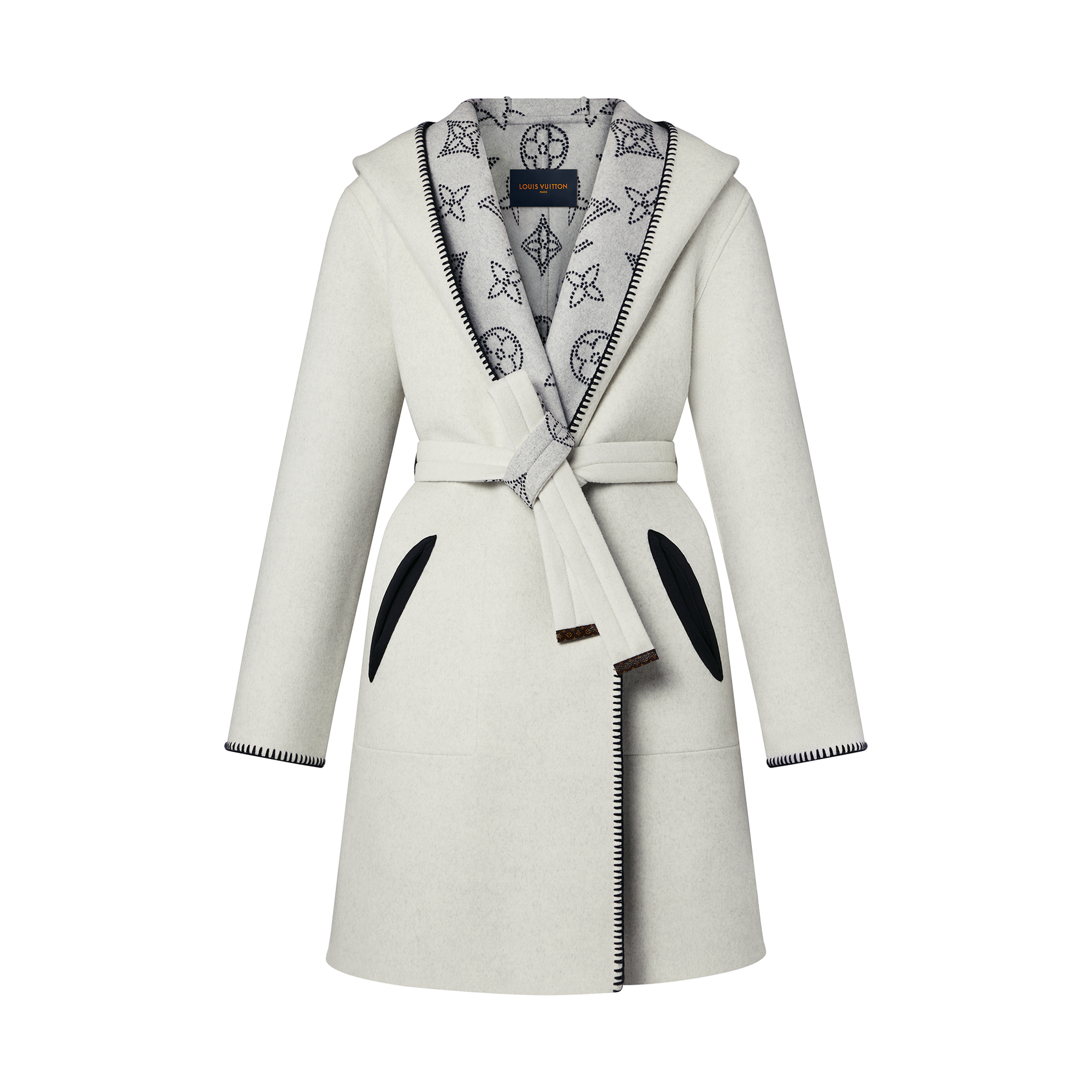 Louis Vuitton Wool Leather Binding Long Hooded Overcoat For Both Sides #nigo56197