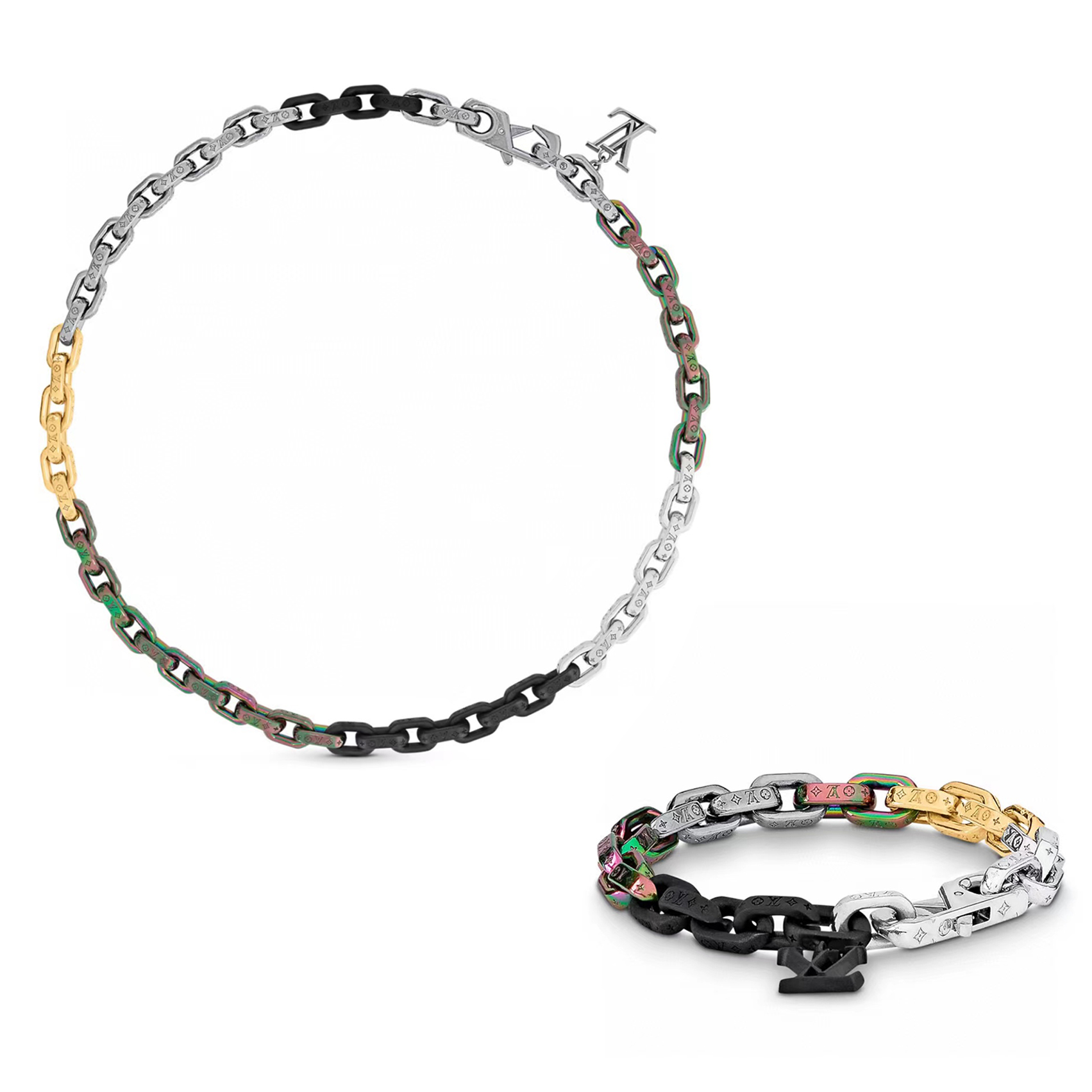 Louis Vuitton Letter Refined Steel Multi-Color Necklace Bracelet Accessories Jewelry #nigo82654