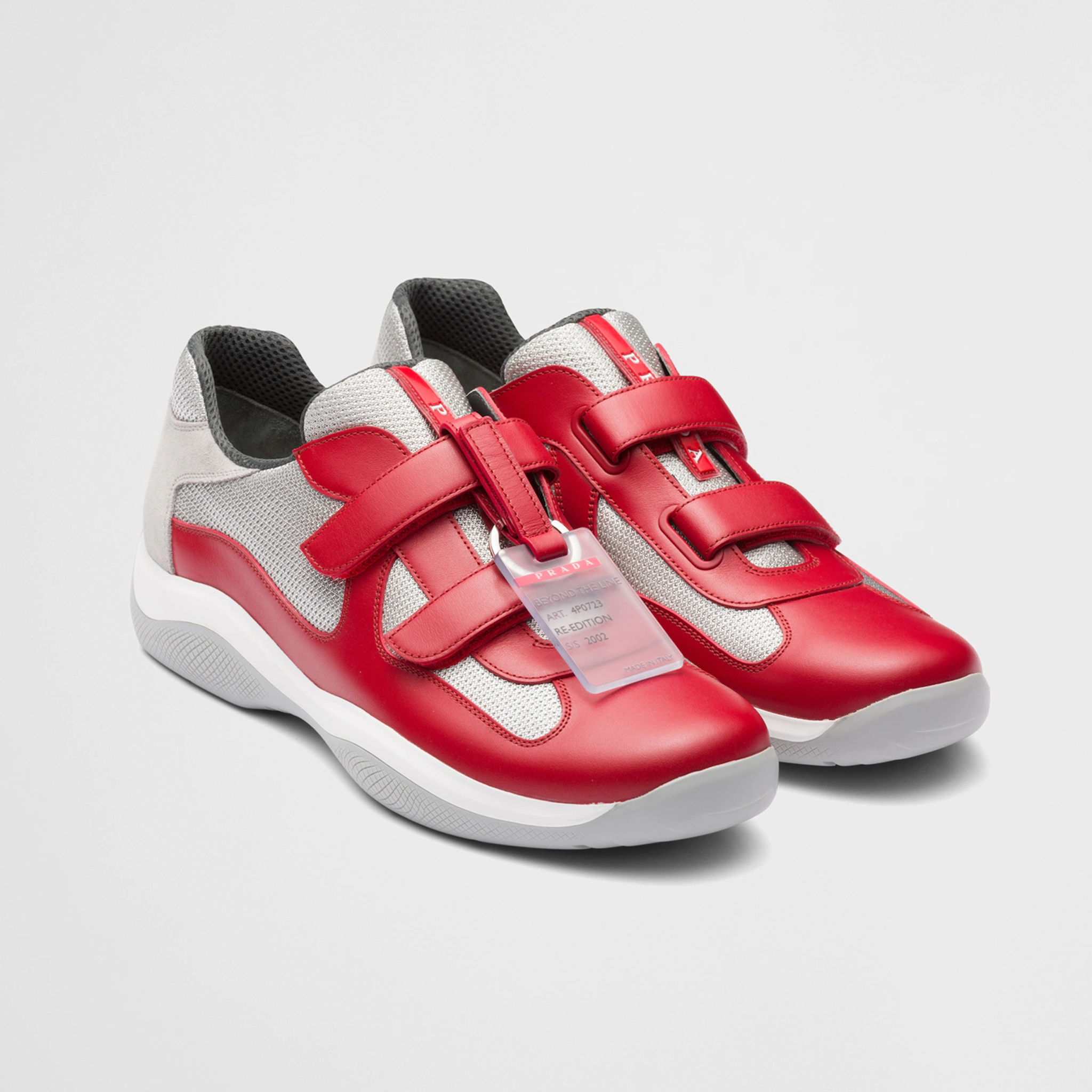 Prada Men's Red Casual Leather Sneakers Shoes #nigo51789