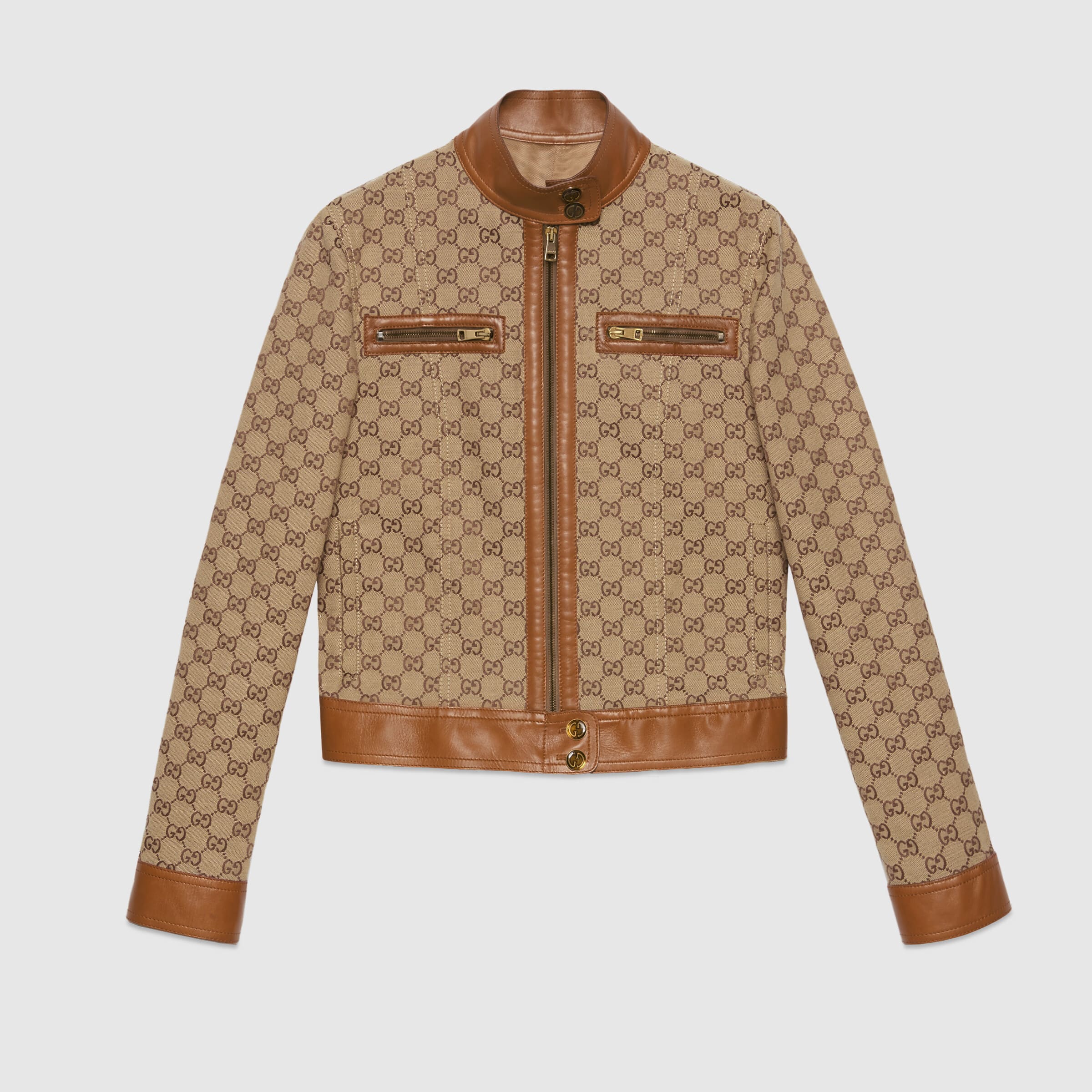 Gucci NIGO Unisex Full-Print Logo Long-Sleeve Leather Jacket #nigo54775