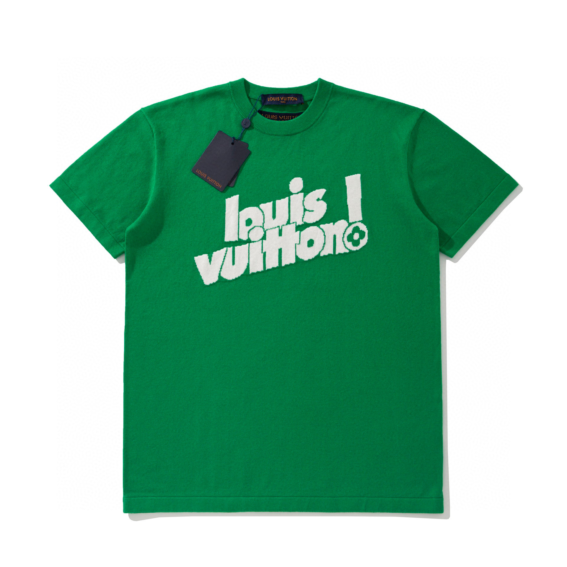 Louis Vuitton Logo Letter Print Green Short Sleeve T-Shirt #nigo51126