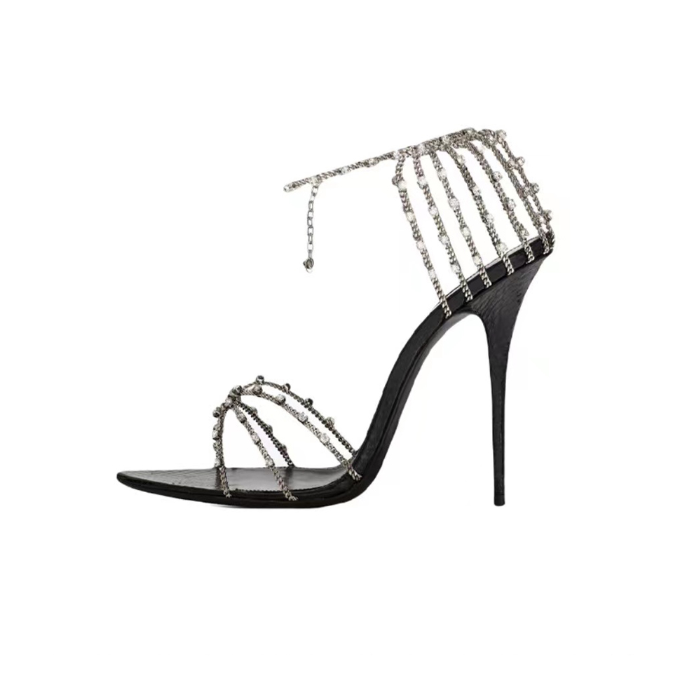 SAINT LAURENT Summer Women's Chain High Heel Sandals #nigo56273