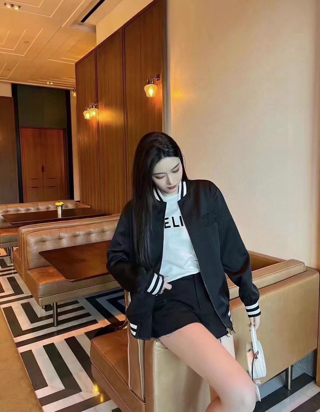 Celine Zipper Pilot Black Jacket Coat #nigo5483