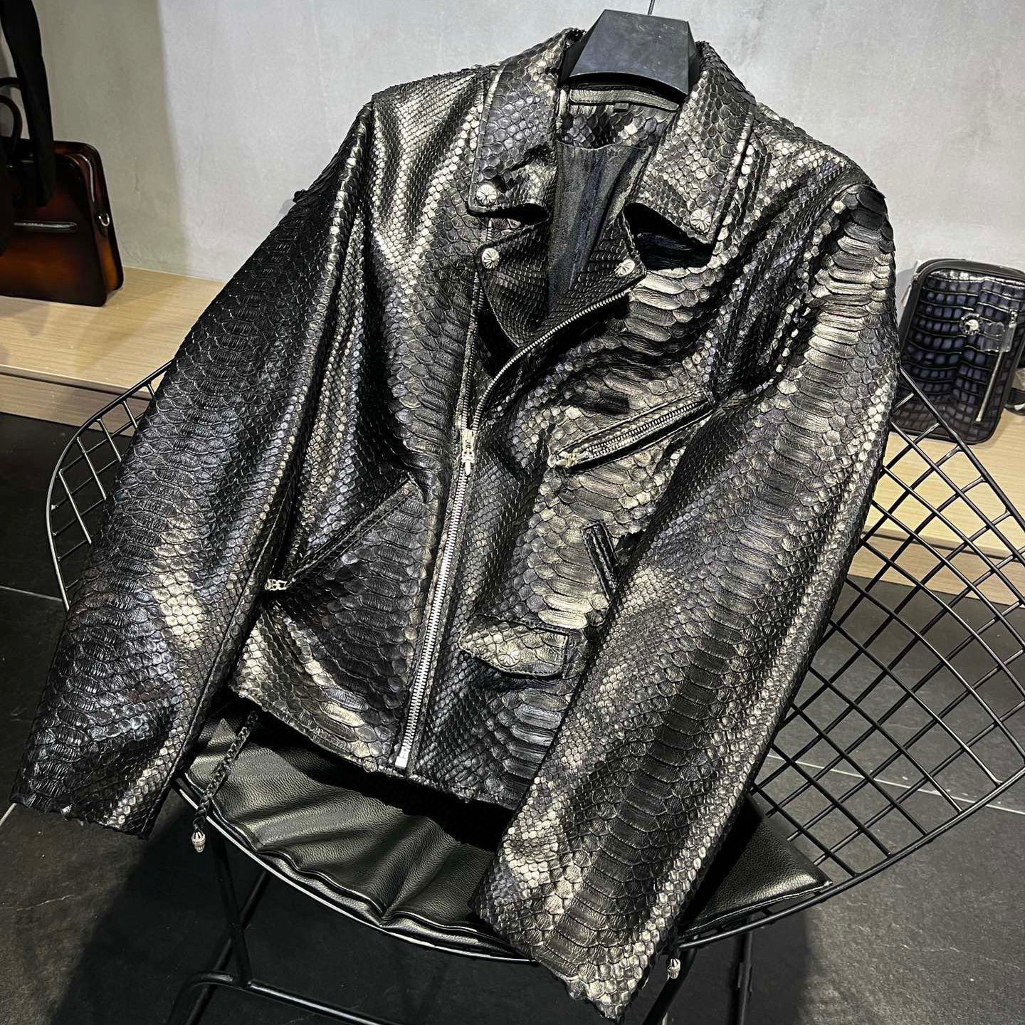 Chrome Hearts Leather Biker Jacket Coat #nigo96173