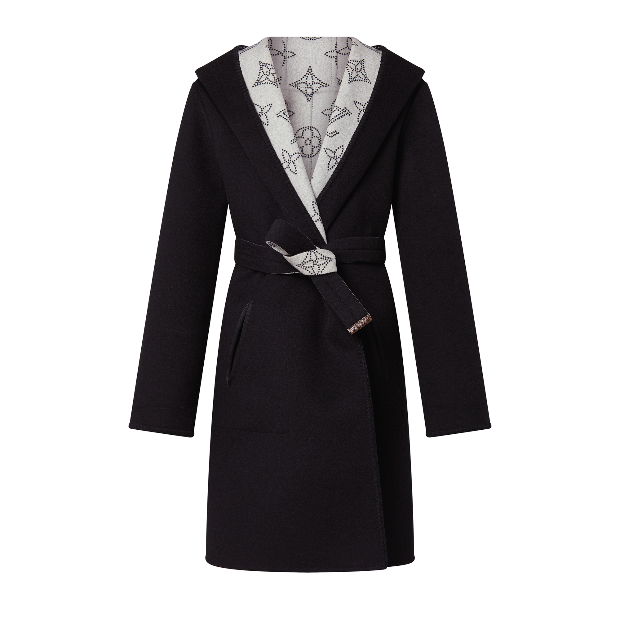 Louis Vuitton Wool Leather Binding Long Hooded Overcoat For Both Sides #nigo56197