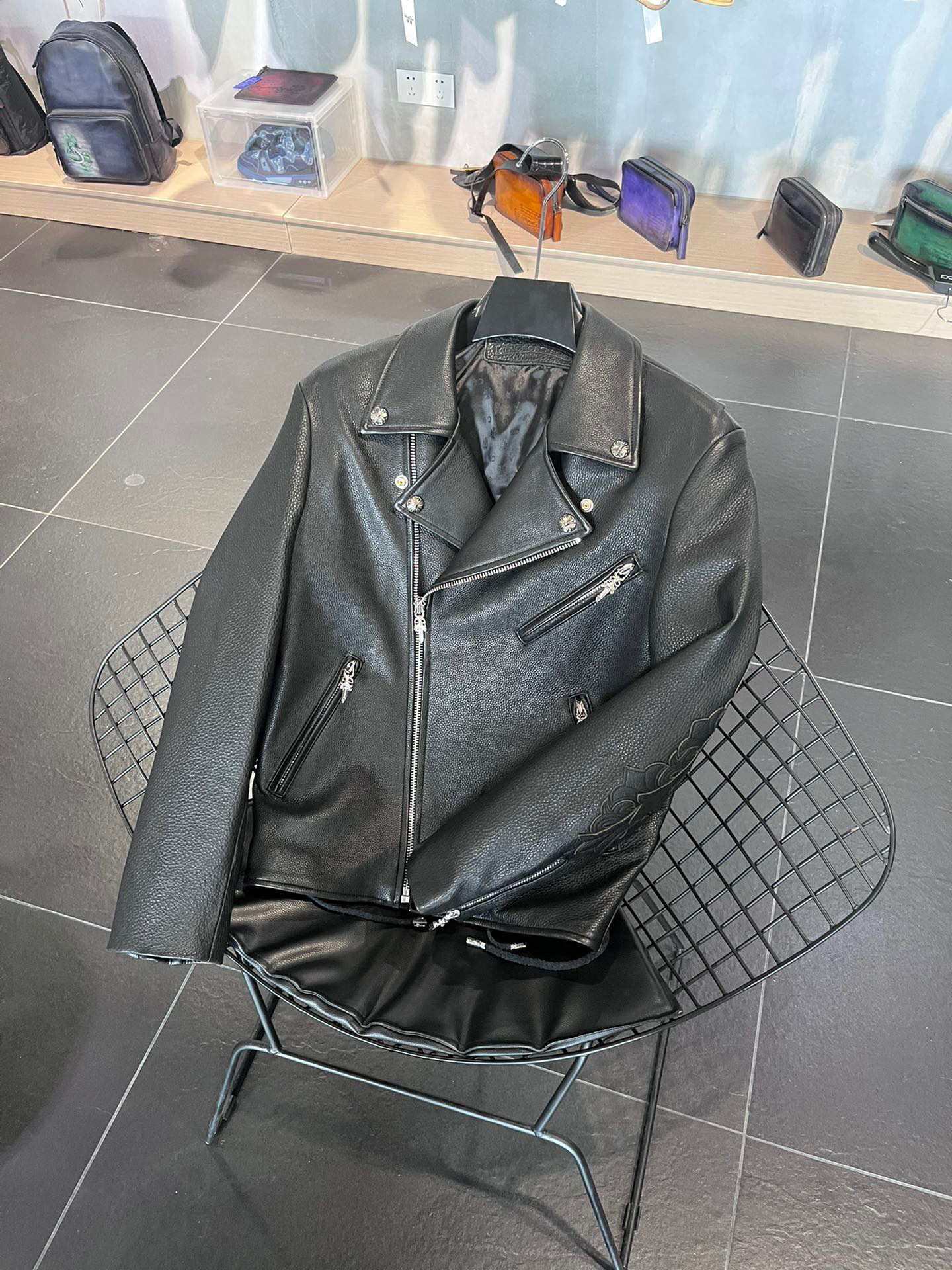 Chrome Hearts Men's And Women's Lychee Leather Jacket #nigo7558