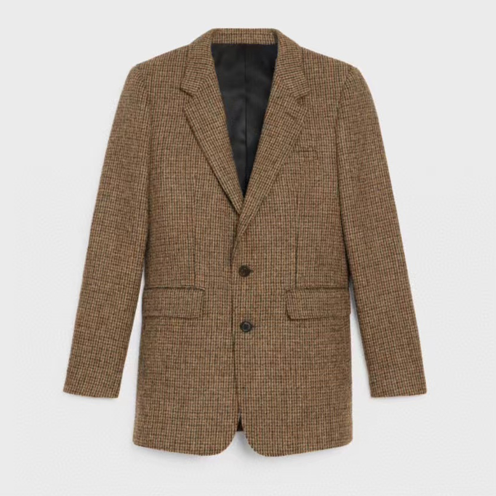 Celine Plaid Tweed Classic Jacket Ngvp #nigo56671