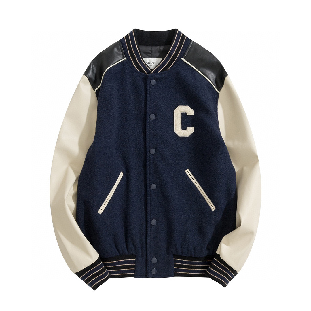 Celine Oversized Preppy Style Baseball Jacket #nigo7432