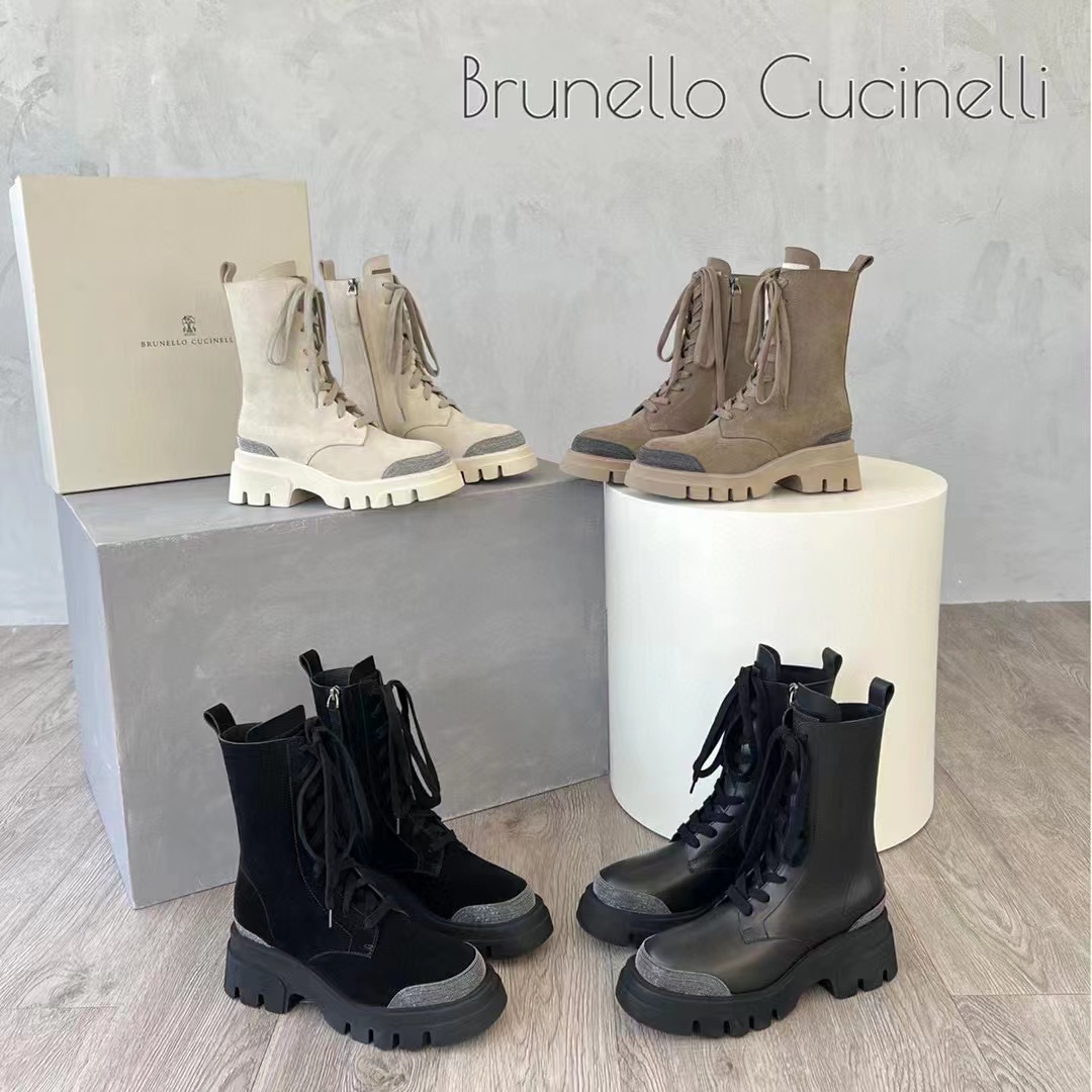 Brunello Cucinelli Women's Long Zip-Up Boots with Drill Shoes #nigo51224