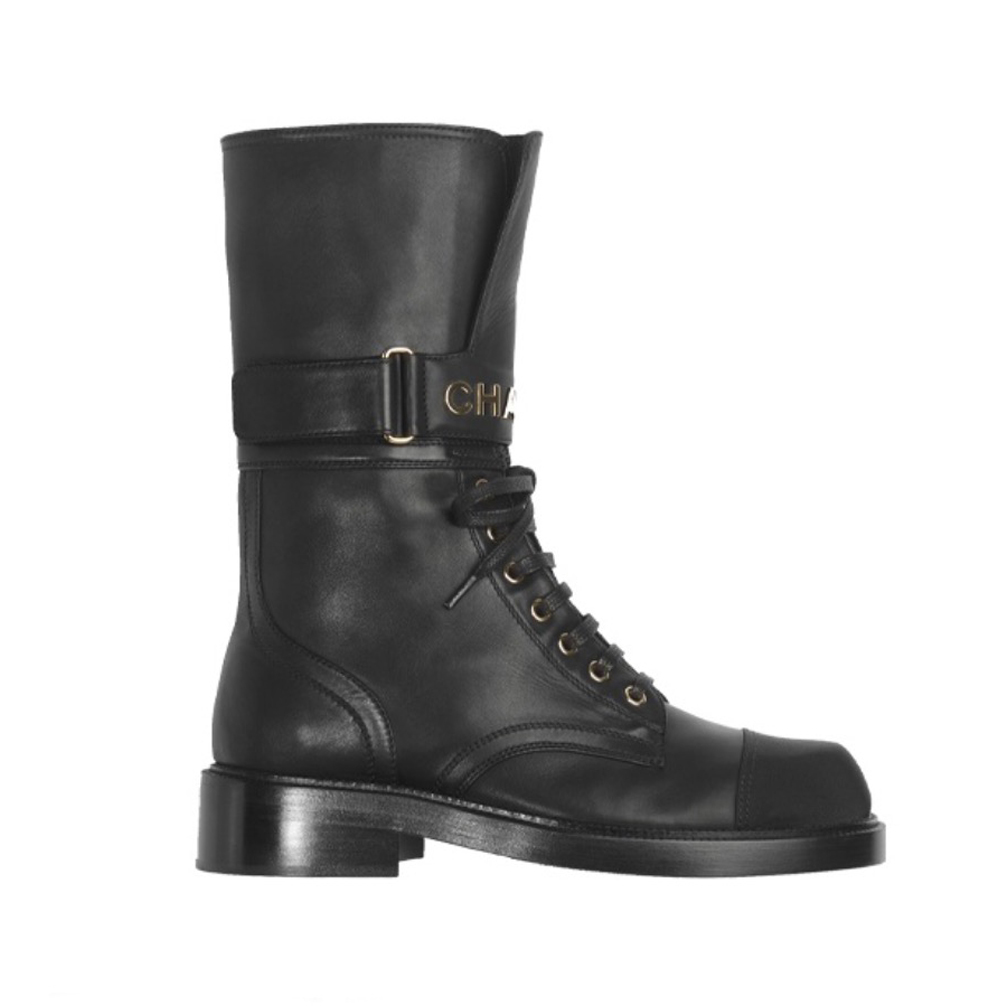 Chanel Leather Lace-Up Tall Boots Shoes #nigo53723