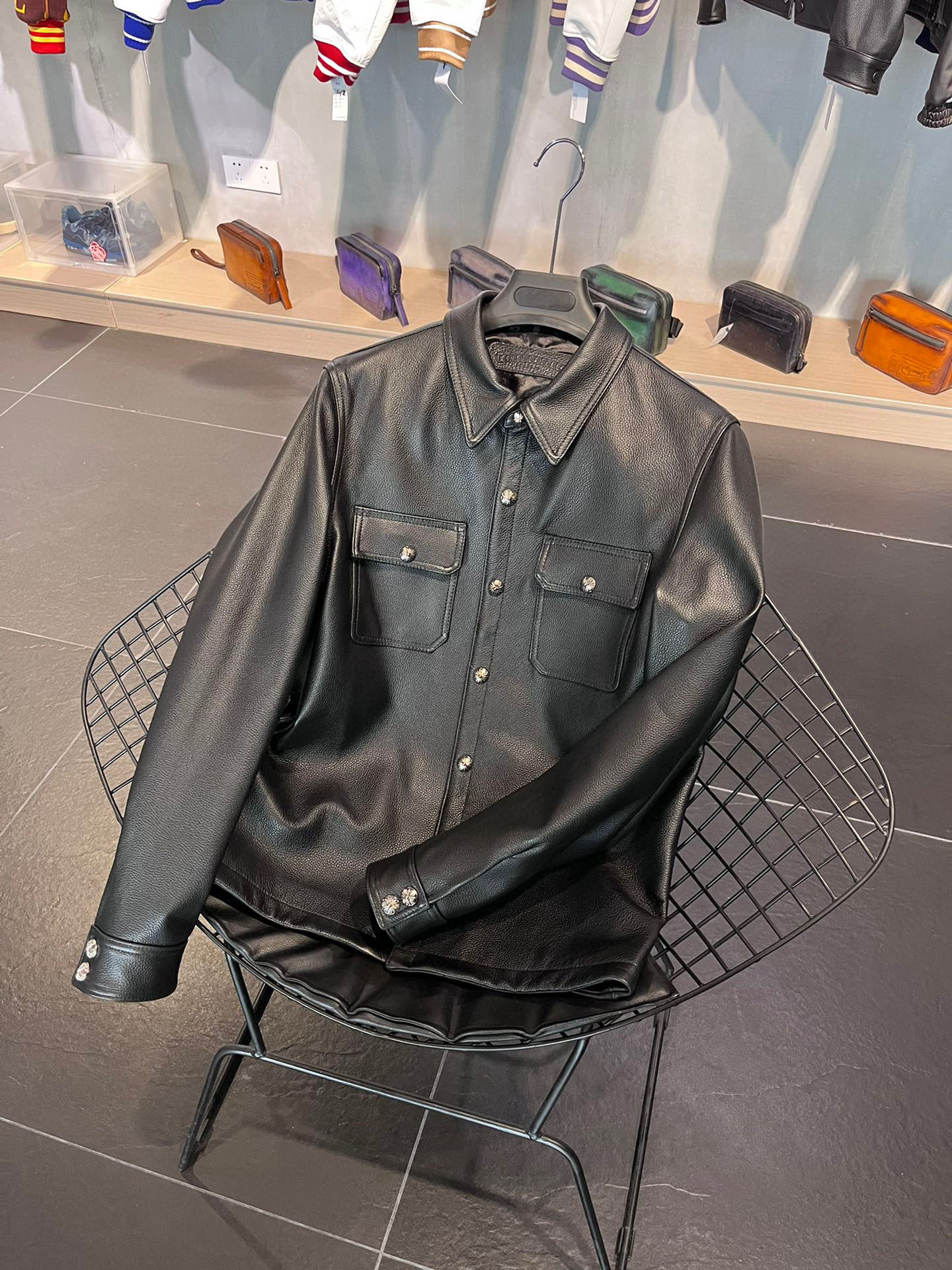 Chrome Hearts Leather Button Jacket Coat #nigo5488