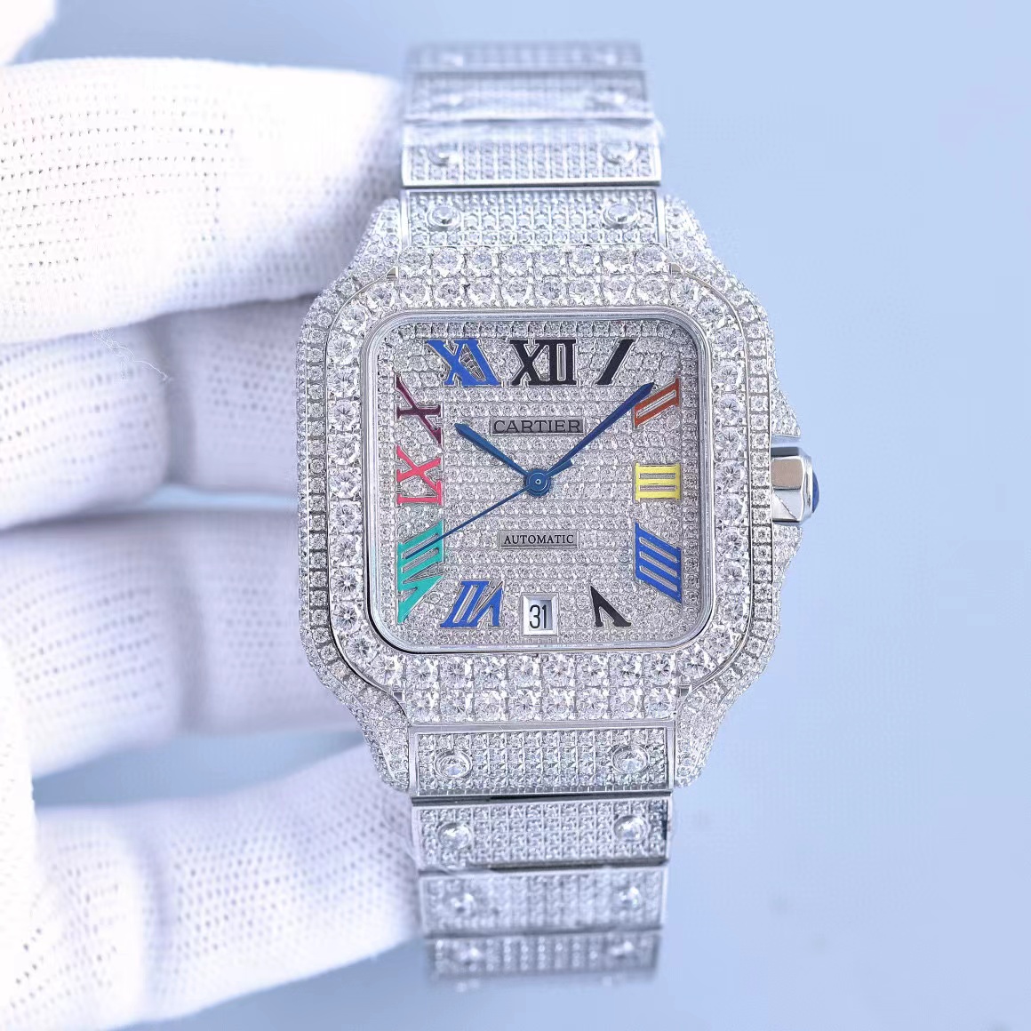 Mantianxing Uses Various Colors Of Rhinestones To Inlay 904 Fine Steel Watch Accessories Jewelry #nigo82479