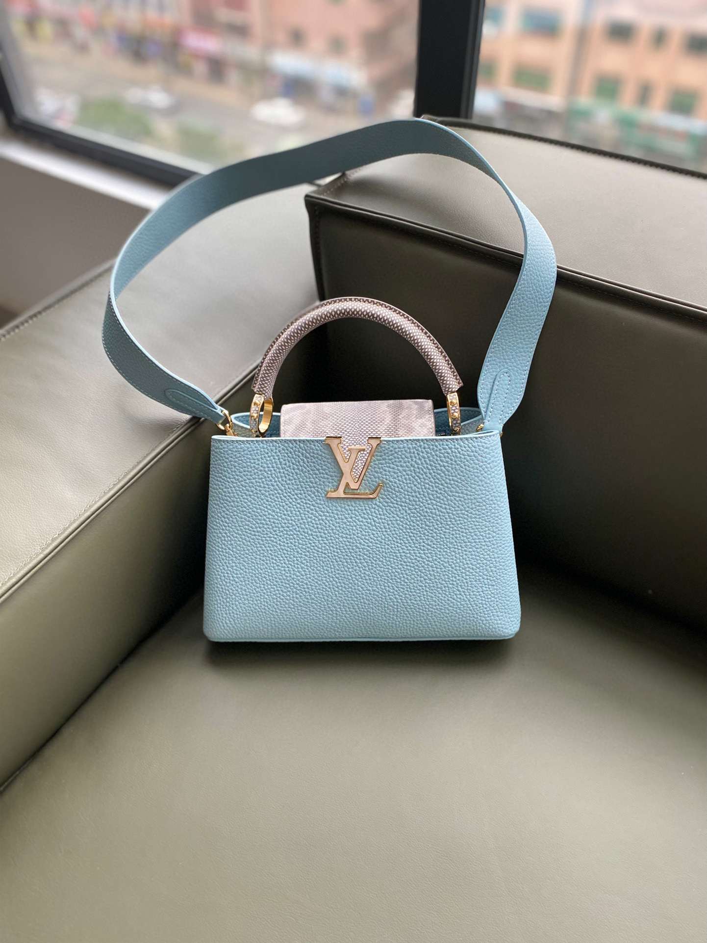 Louis Vuitton Capucines Leather Carrying Blue Bag #nigo21784