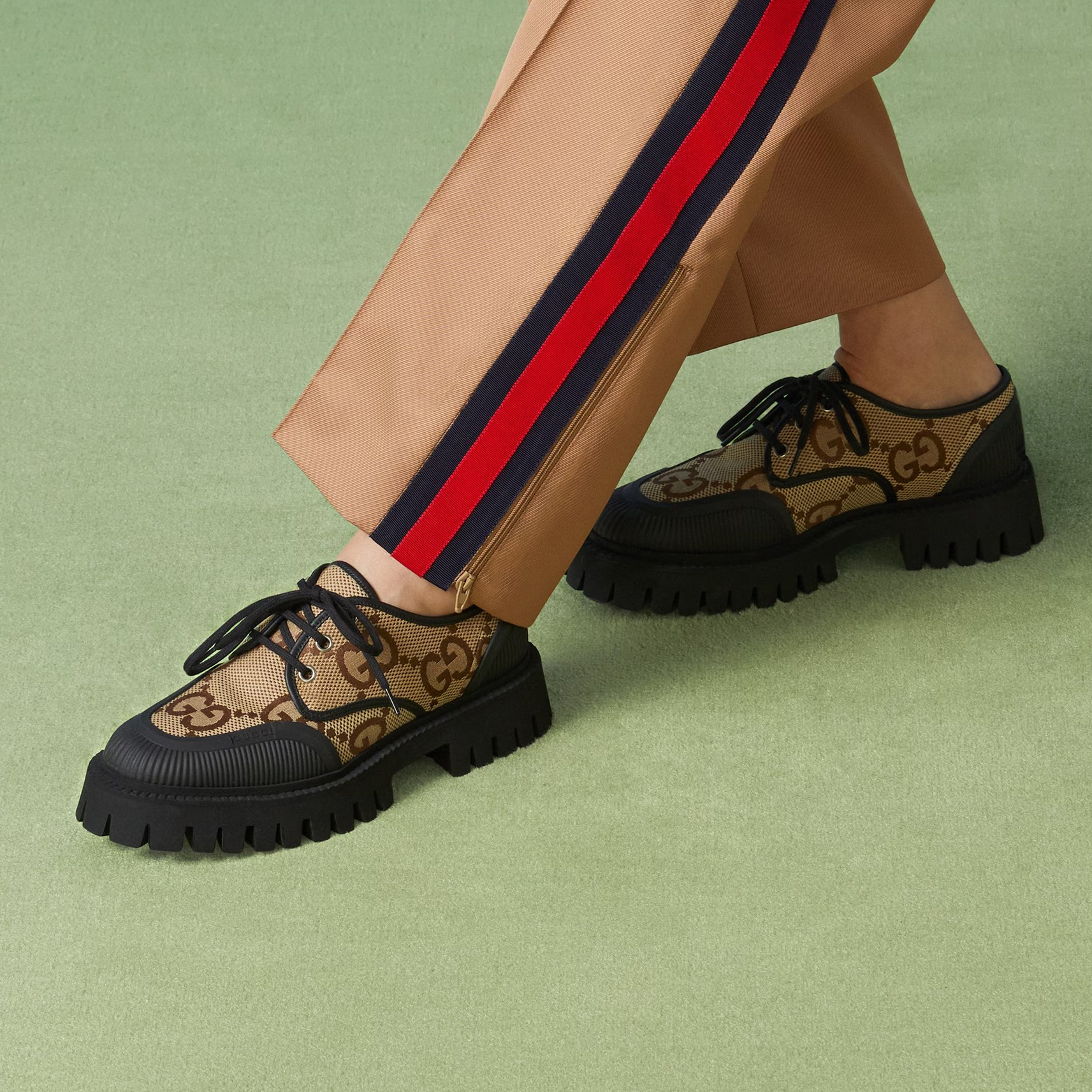 Gucci WOMEN'S MAXI GG LACE-UP SHOE Low Top Thick Bottom Loafers Casual Leather Shoes #nigo96419