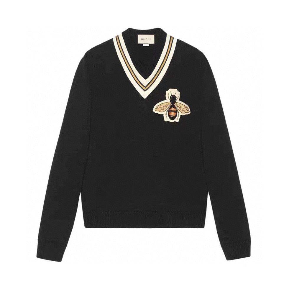 Gucci Black Knit V-Neck Sweater #nigo96416