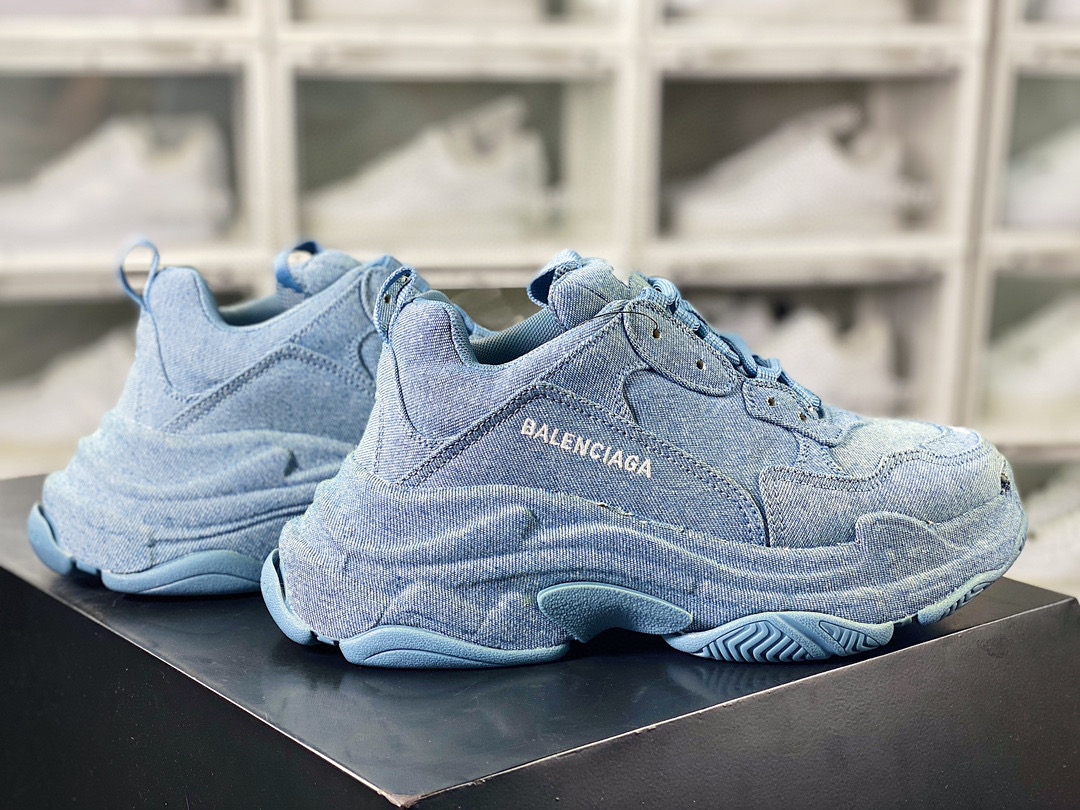 Balenciaga Triple S Denim Low Top Sneakers Shoes #nigo96418