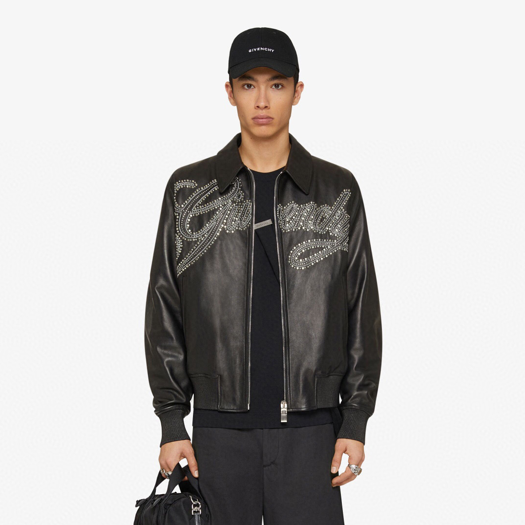 Saint Laurent Studded Letter Leather Jacket #nigo96432