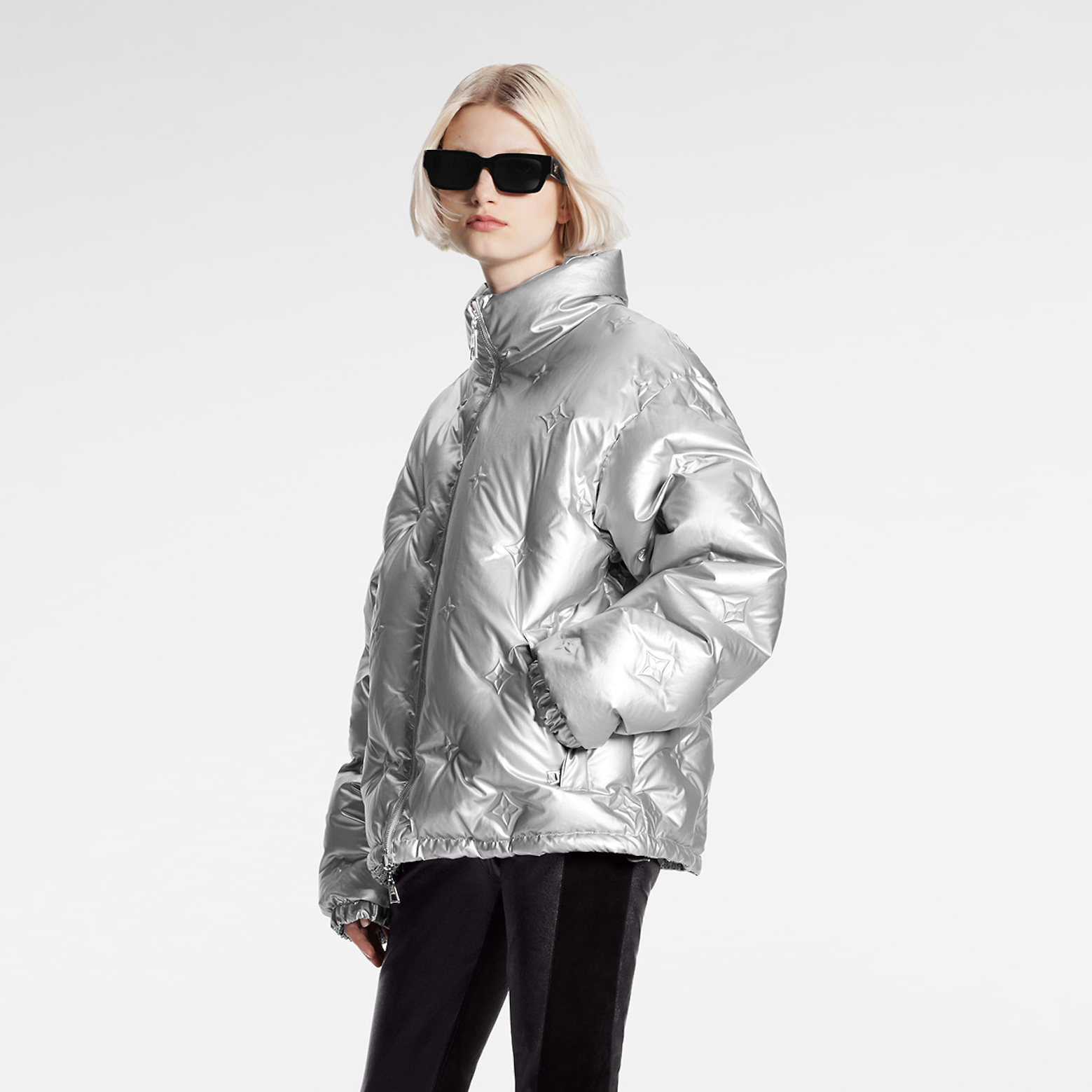 Louis Vuitton Metallic Monogram Flowers Reversible Puffer Down Jacket #nigo96431